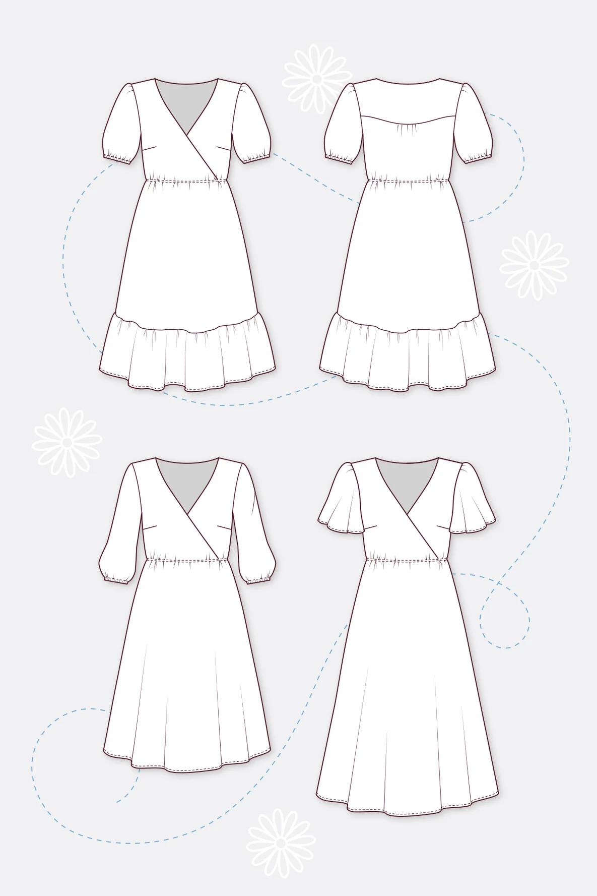 Schnittmuster Ida Damenkleid mit Wickelausschnitt selber nähen