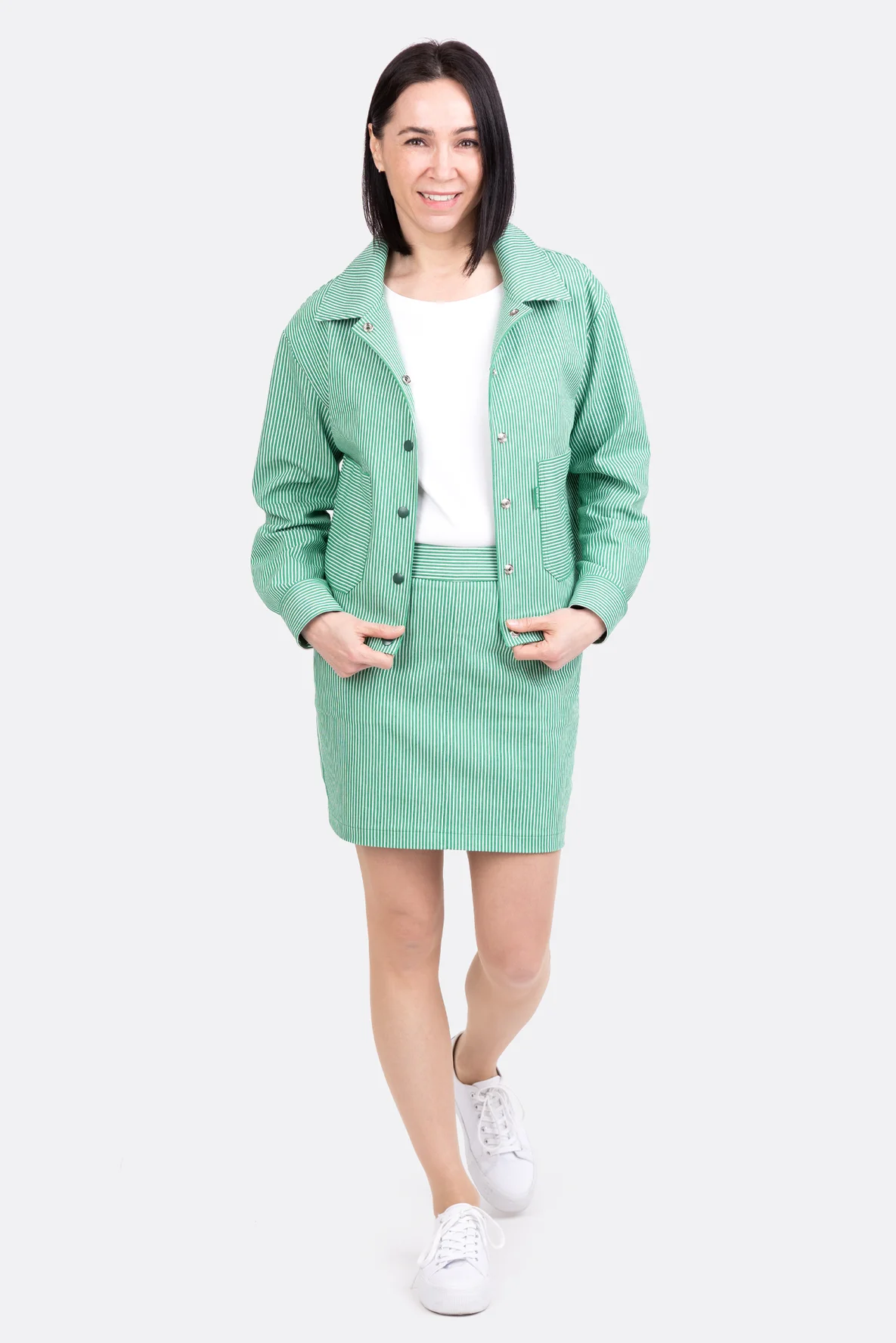 Hemdjacke Schnittmuster Denim OshKosh Streifen nähen