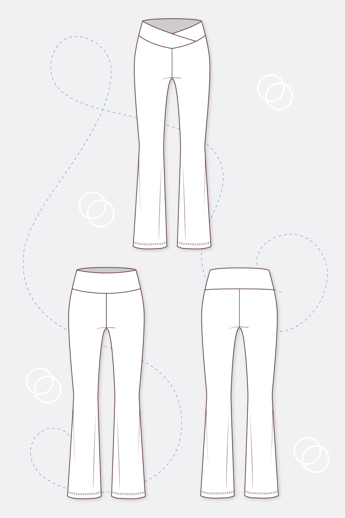 Schnittmuster Flared Leggings Wickelbund Nähvarianten