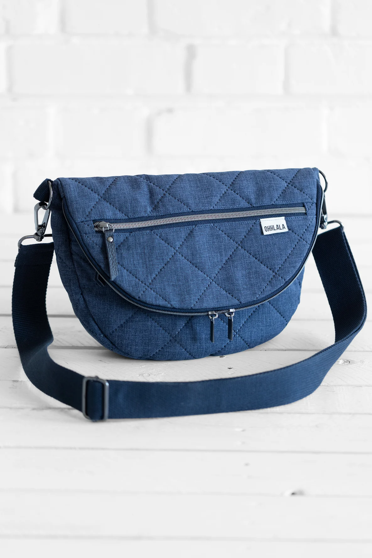 Schnittmuster umhängetasche Halfmoon Zipper Gurtband nähen