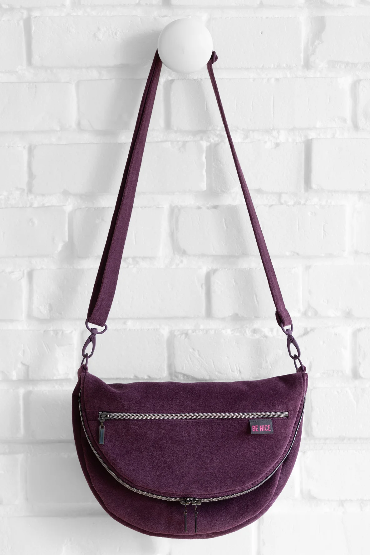 Taschen-Schnittmuster Halbrund mit Reißverschluss Velours Stoff