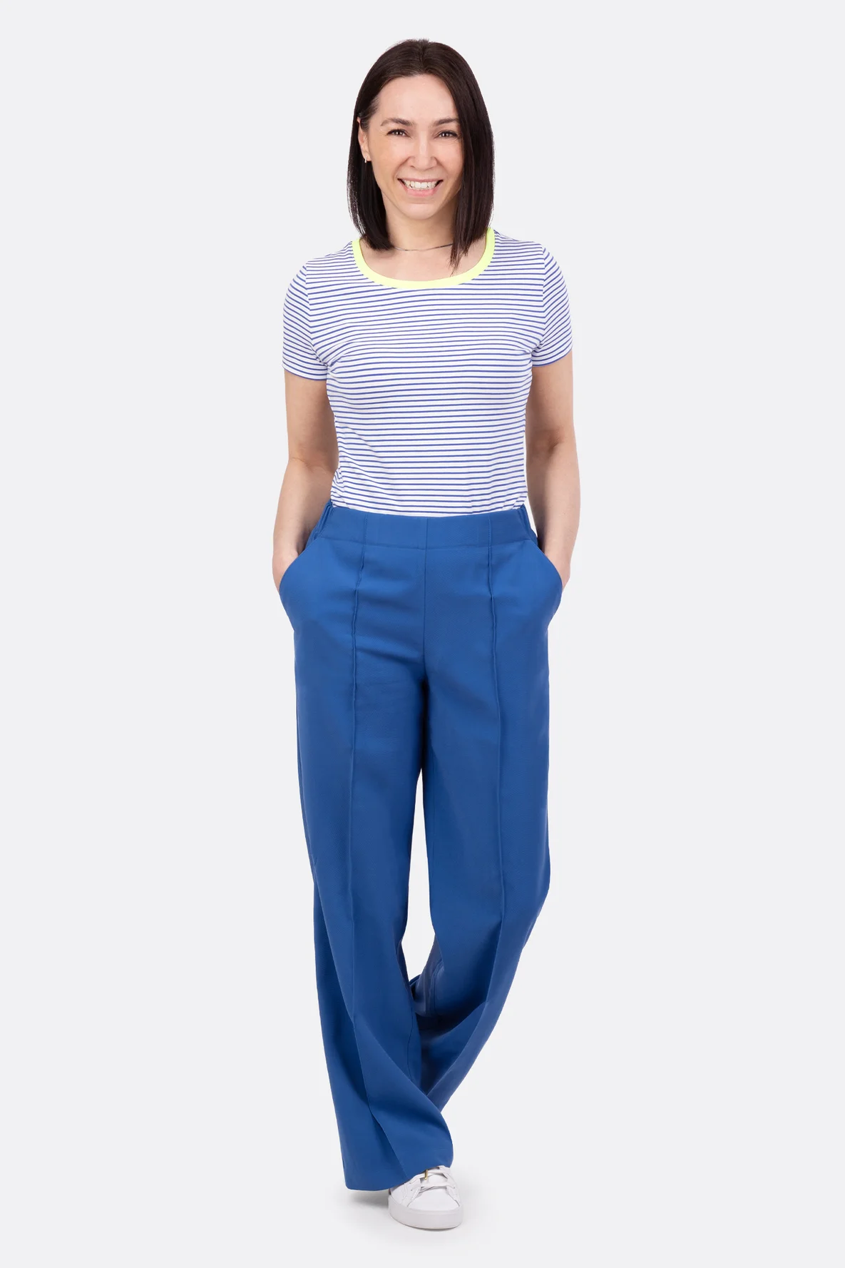 Schnittmuster für weite Damenhose mit Taschen Biesen