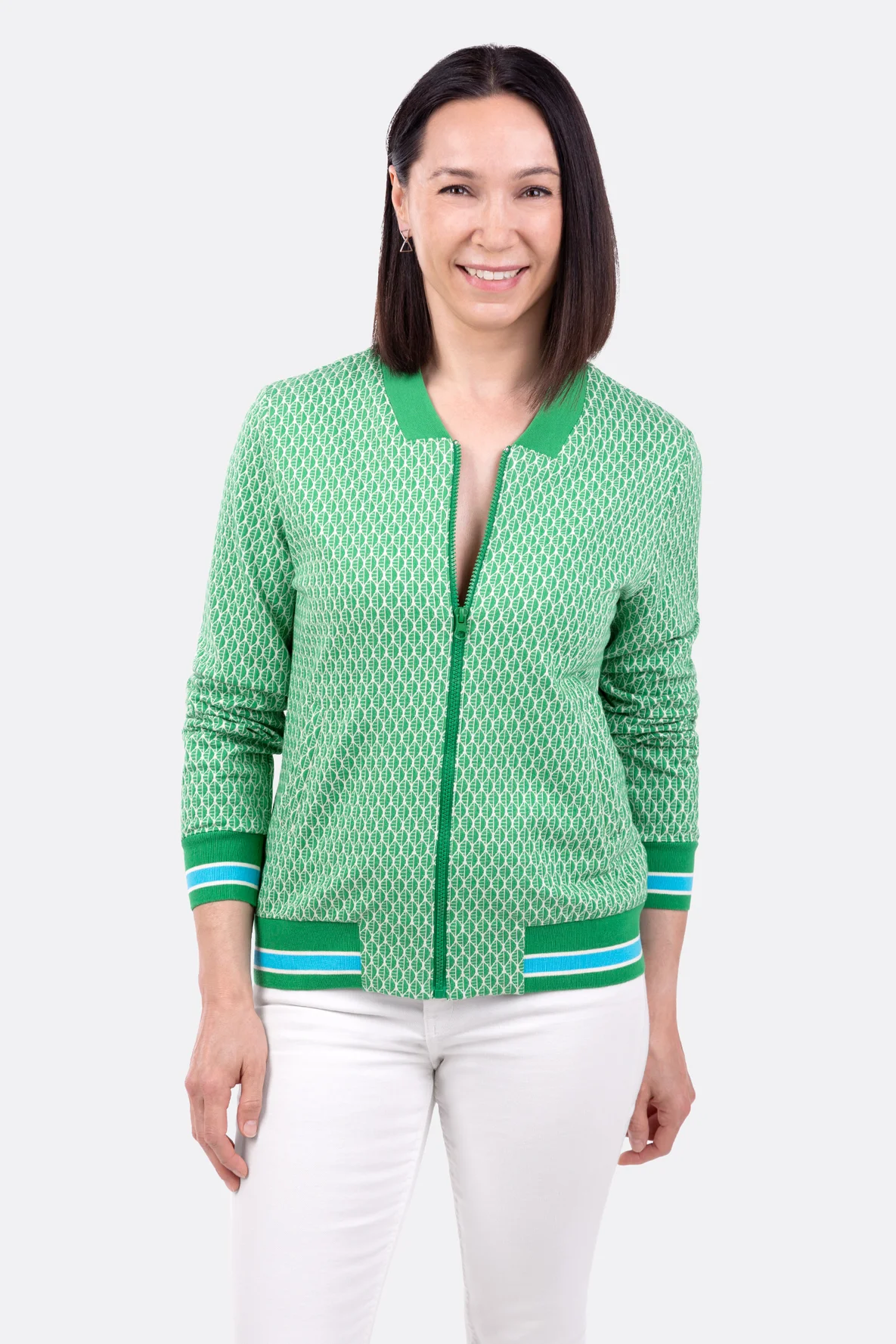 Schnittmuster Collegejacke aus Jacquard Jersey selber nähen