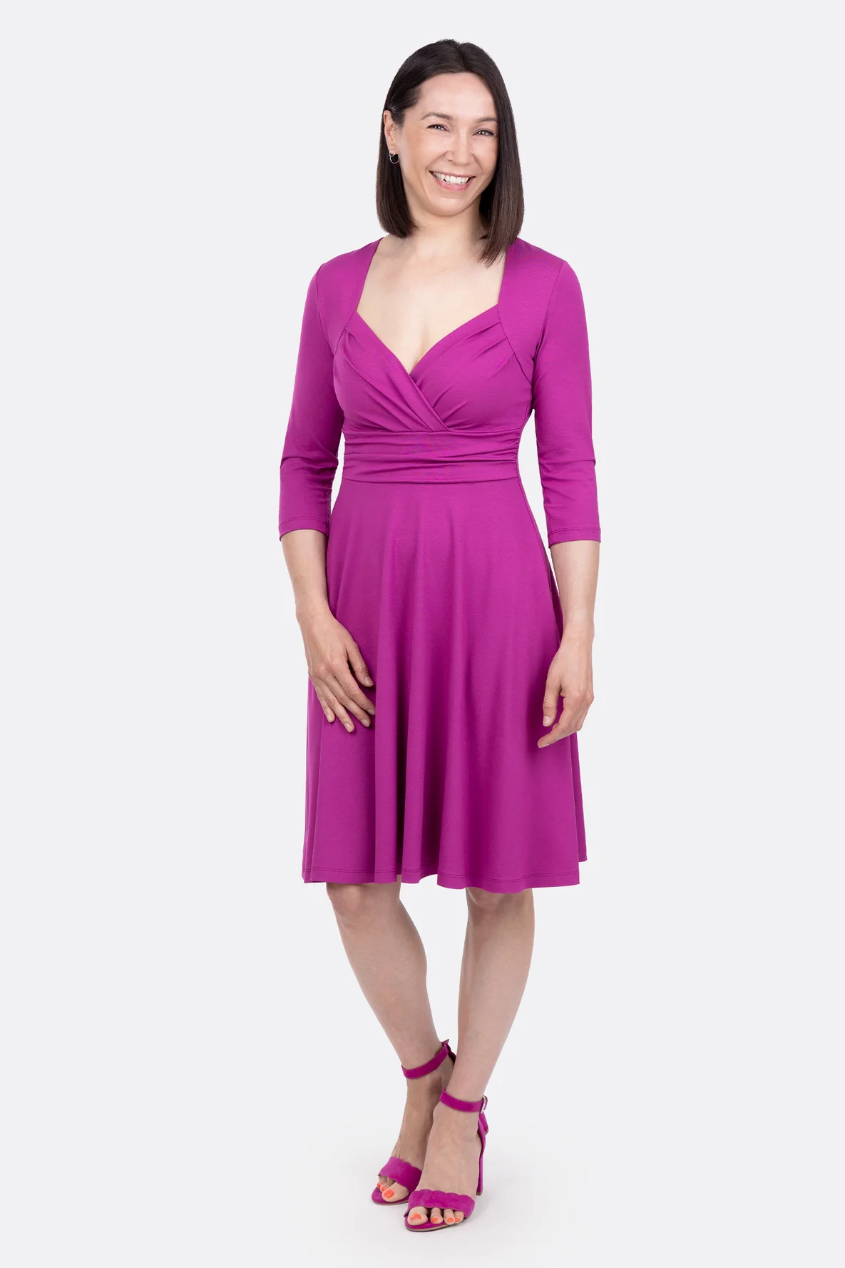 Schnittmuster Jerseykleid elegant Herzausschnitt Videoanleitung nähen