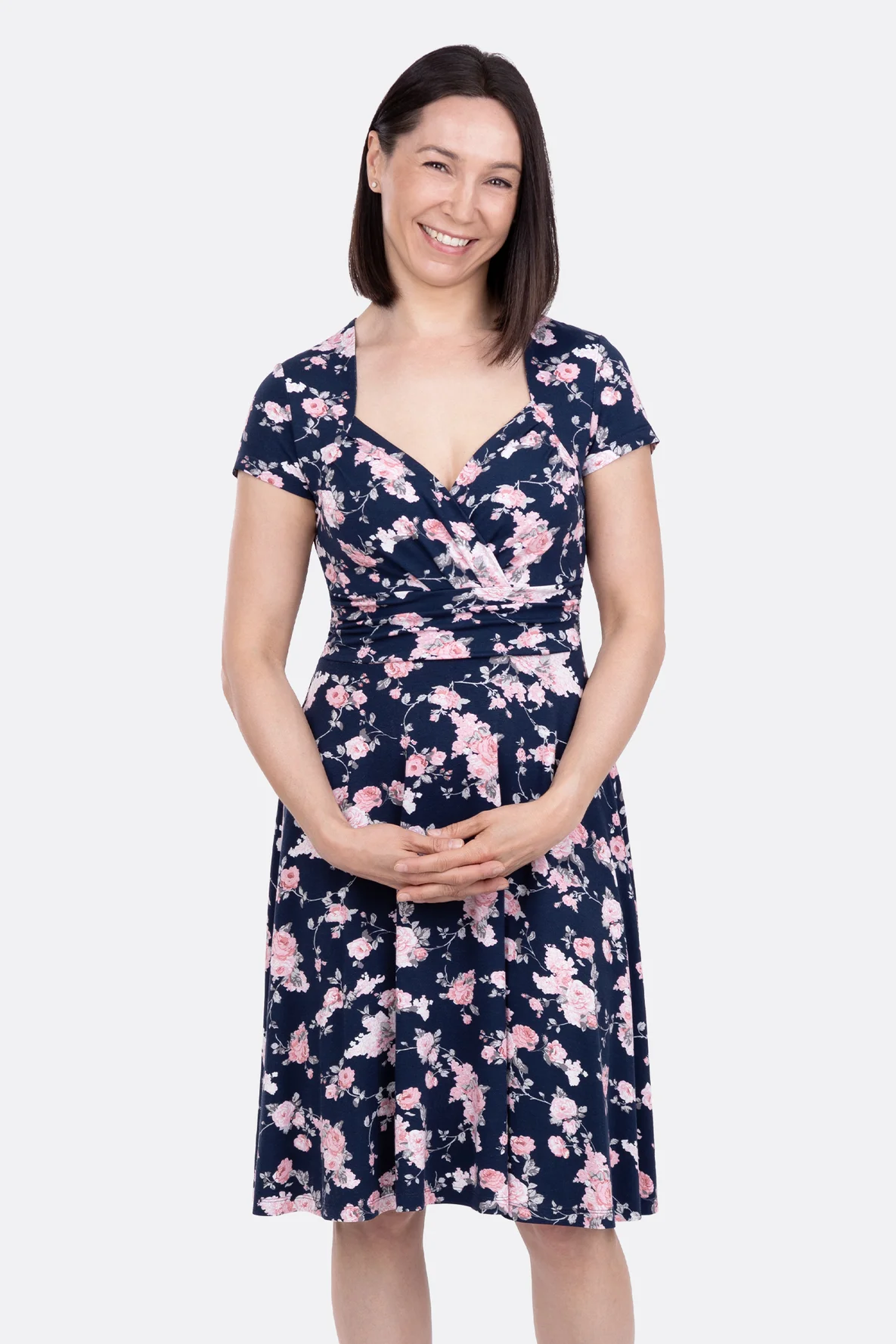 Schnittmuster Jerseykleid Herzausschnitt drapiert Volantrock