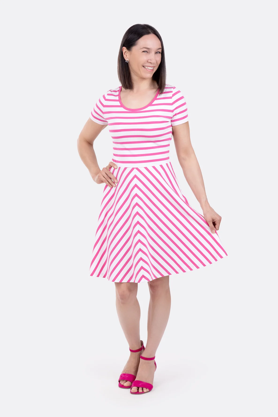 Schnittmuster Jerseykleid gestreift selber nähen