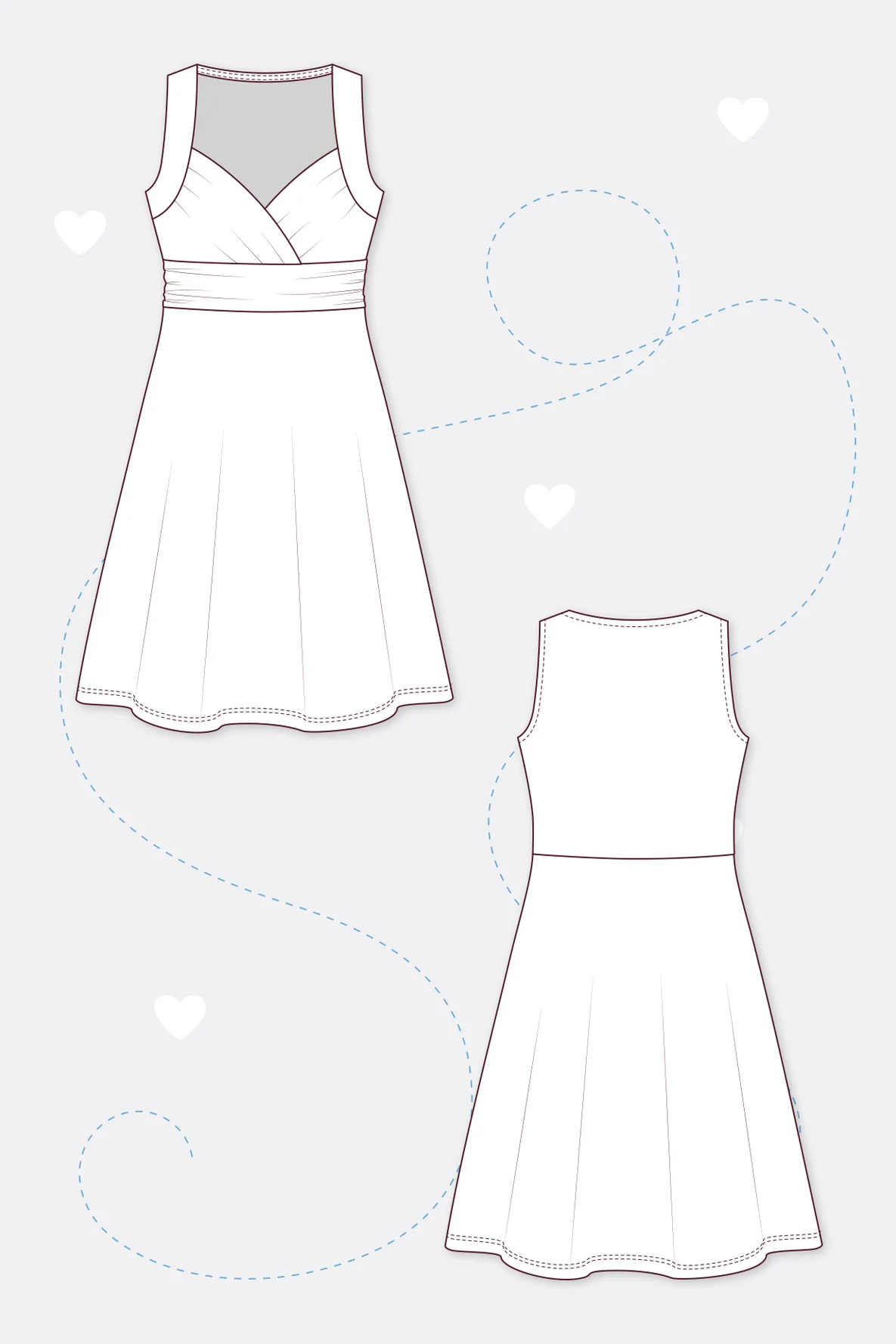 Schnittmuster Trägerkleid Herzausschnitt Jersey nähen