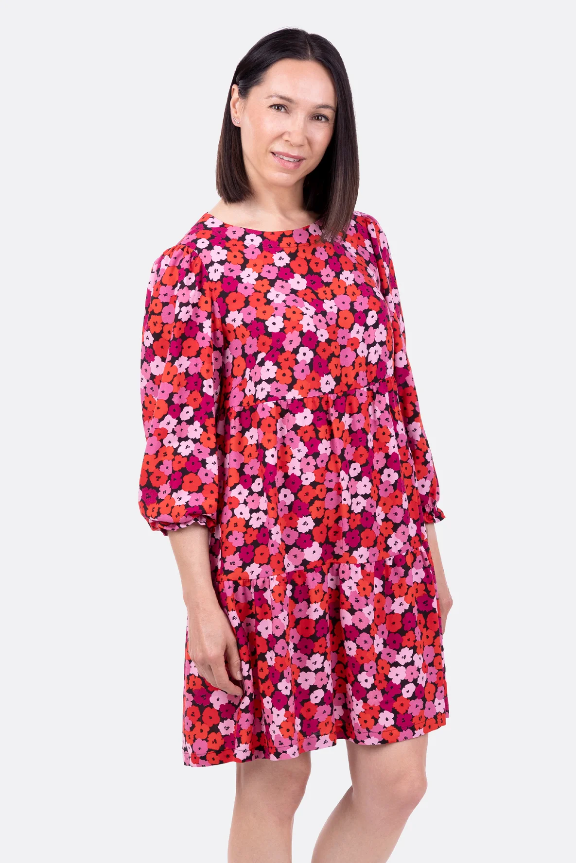 Stufenkleid Schnittmuster Boho-Stlye Blumenmuster nähen