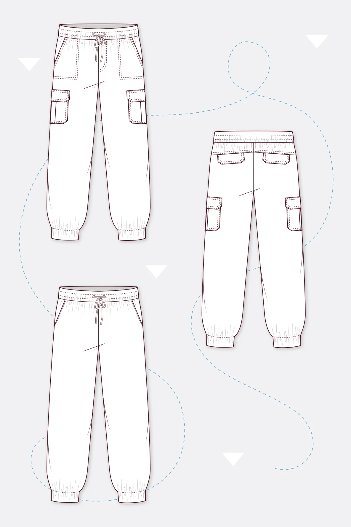 Schnittmuster Cargohose mit Gummibund Taschen Nähvarianten