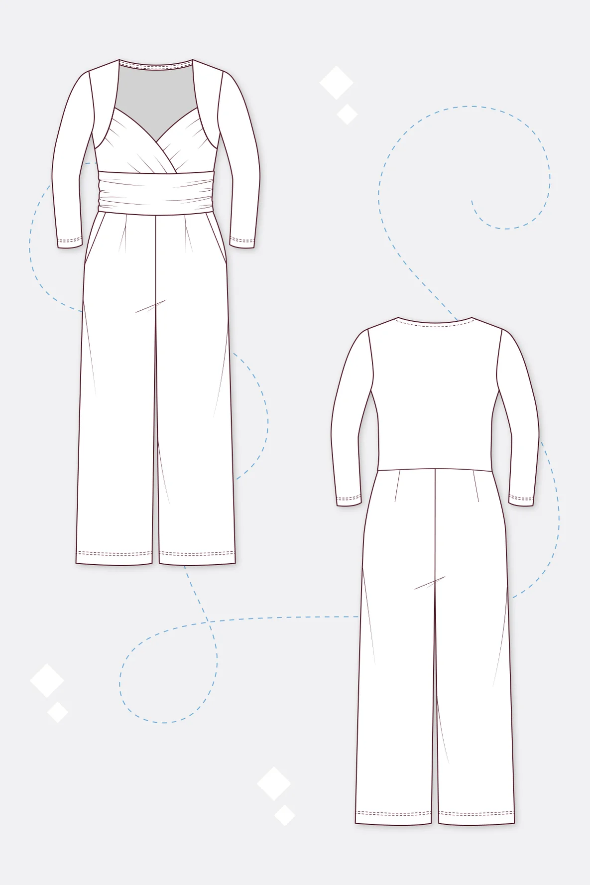 Schnittmuster Jumpsuit Einteiler Herzausschnitt nähen