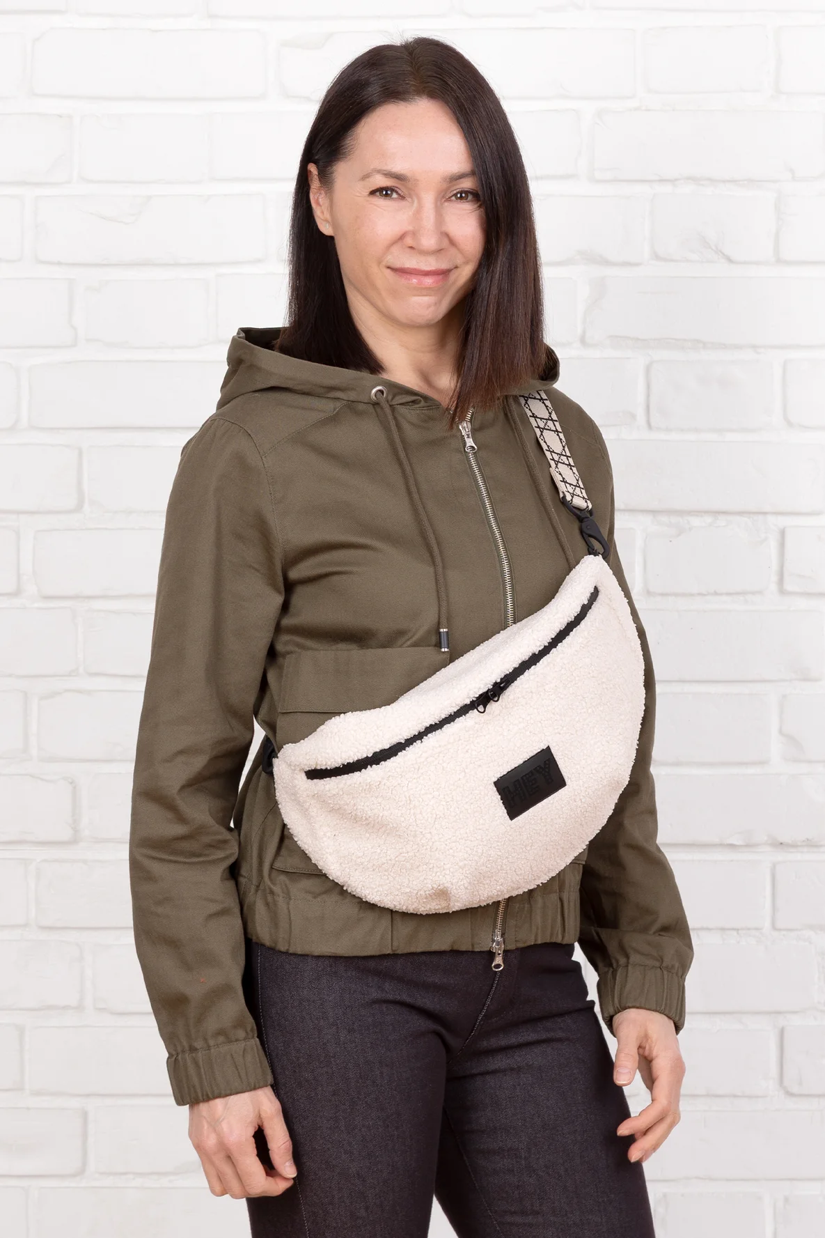 Schnittmuster Bauchtasche groß Teddystoff selber nähen