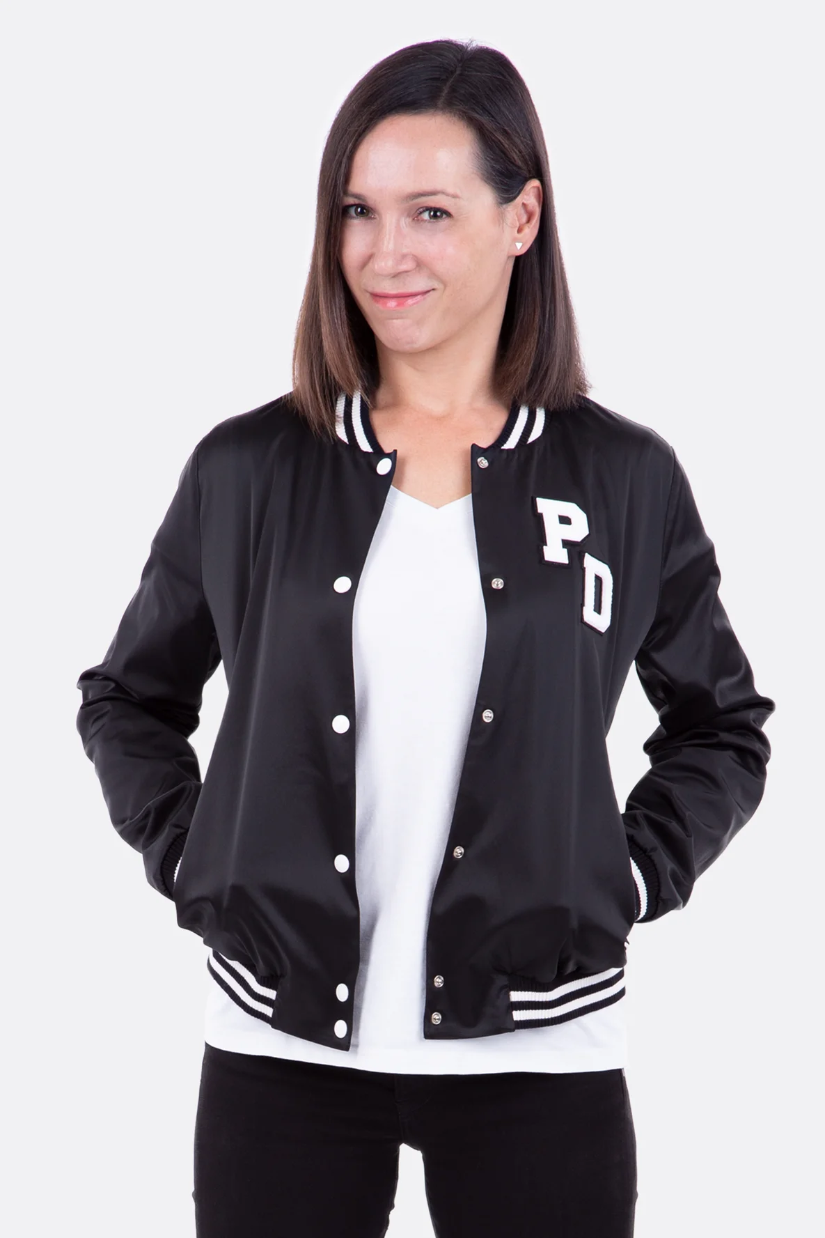 Schnittmuster Blouson Collegejacke schwarz weiß sportlich