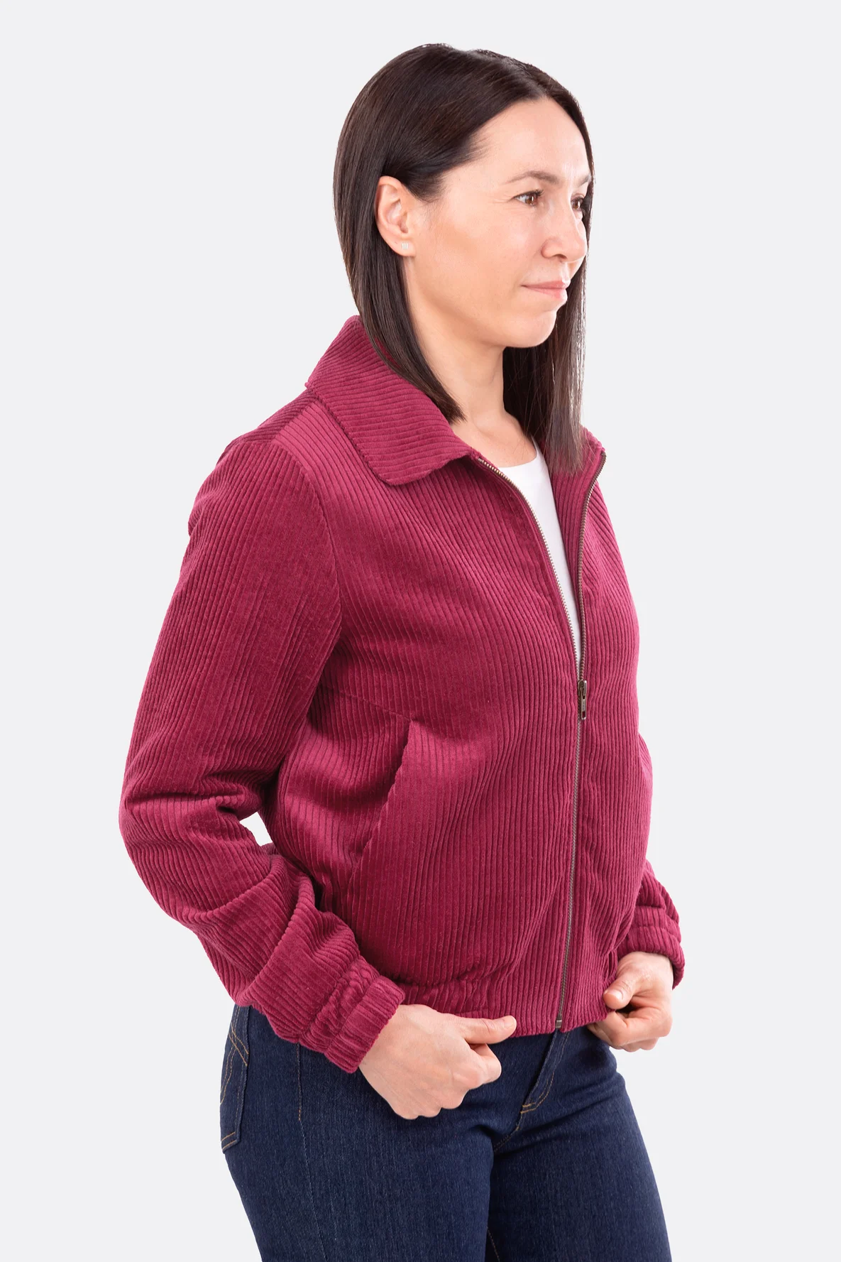 Schnittmuster Cordjacke Reißverschluss Kragen nähen