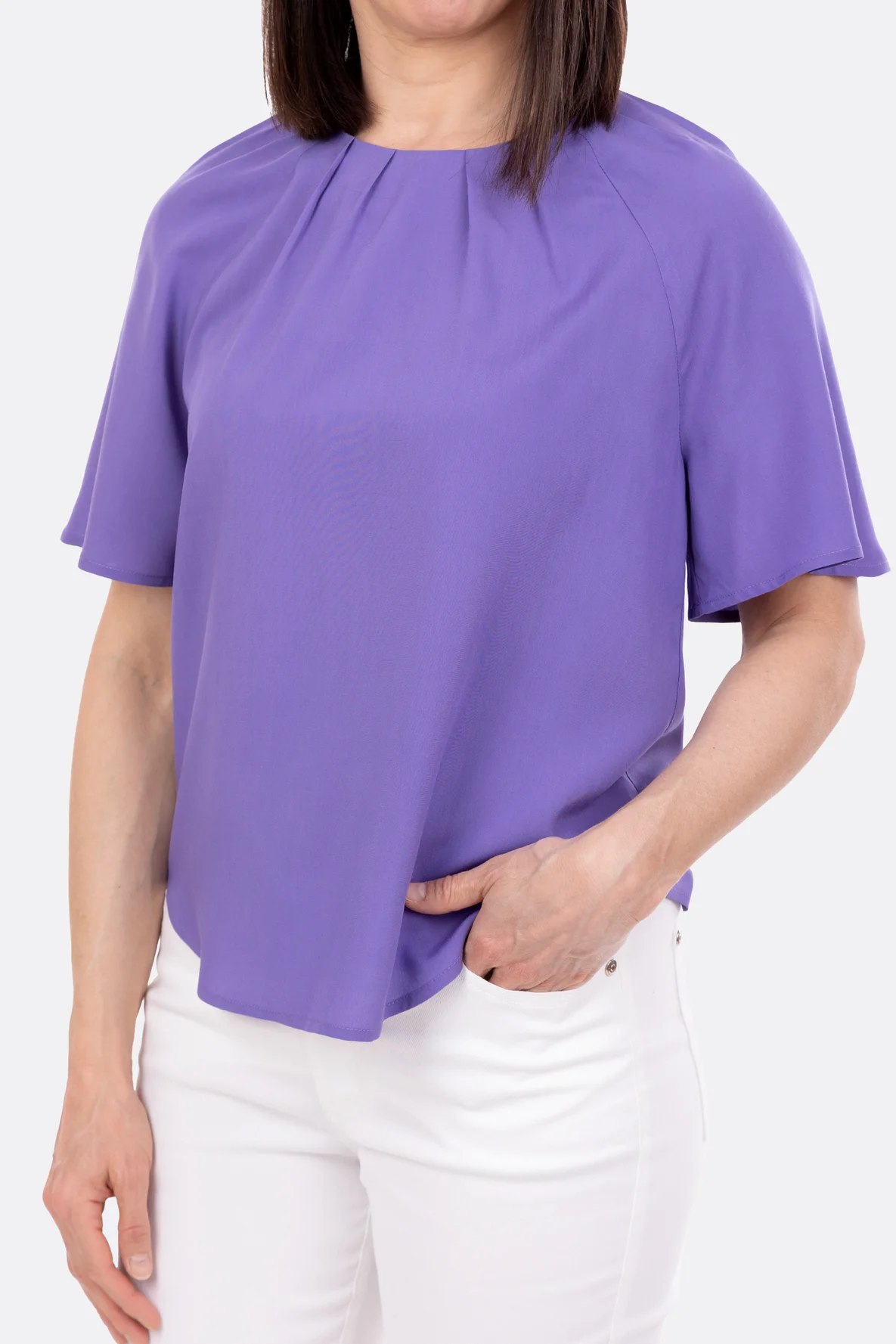 Schnittmuster Damenbluse Raglanärmel Faltenausschnitt nähen