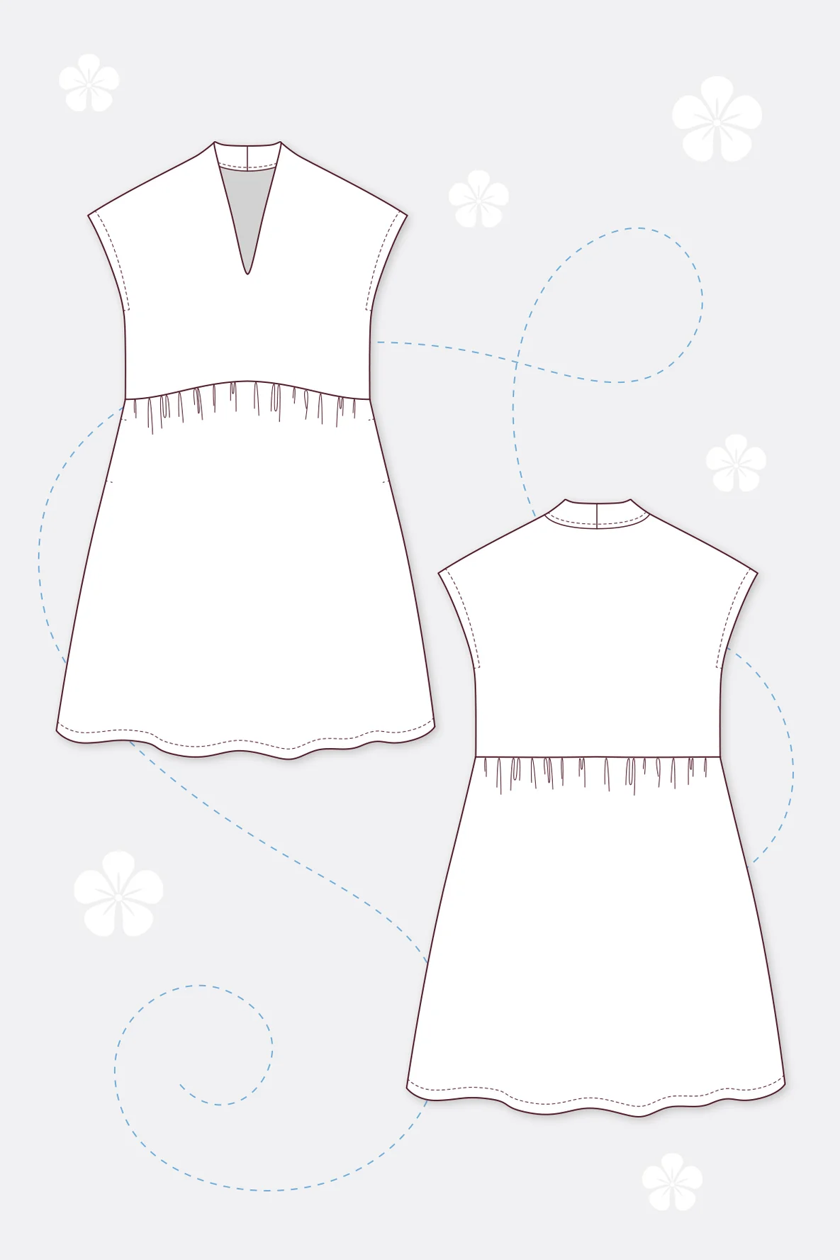 Schnittmuster Hängerkleid Kelchkragen Taschen Nähen