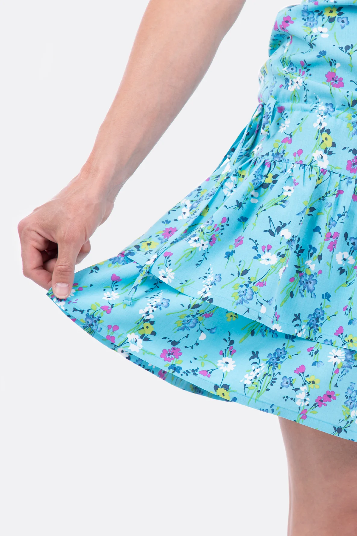 Schnitt Sommerkleid Stufenrock Blumenmuster