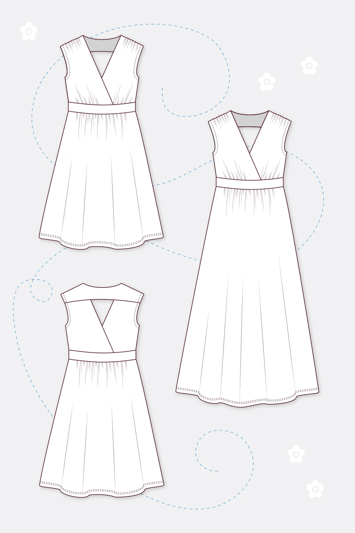 Schnittmuster für sommerliches Jerseykleid in Wickeloptik zum Selbernähen