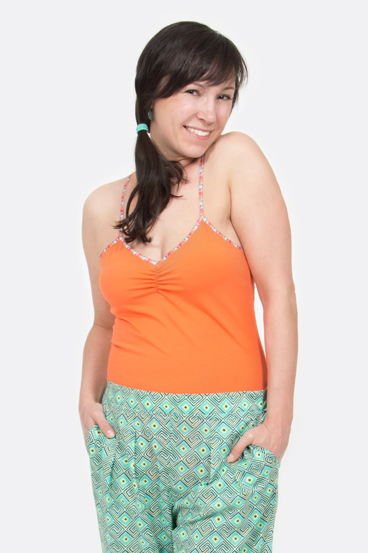 Schnittmuster Träger Top Raffung V-Ausschnitt nähen