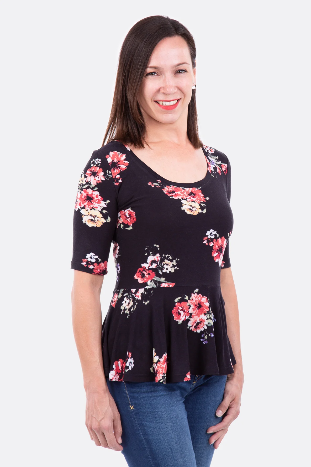 Schnittmuster Schößchen Shirt Blumenmuster nähen