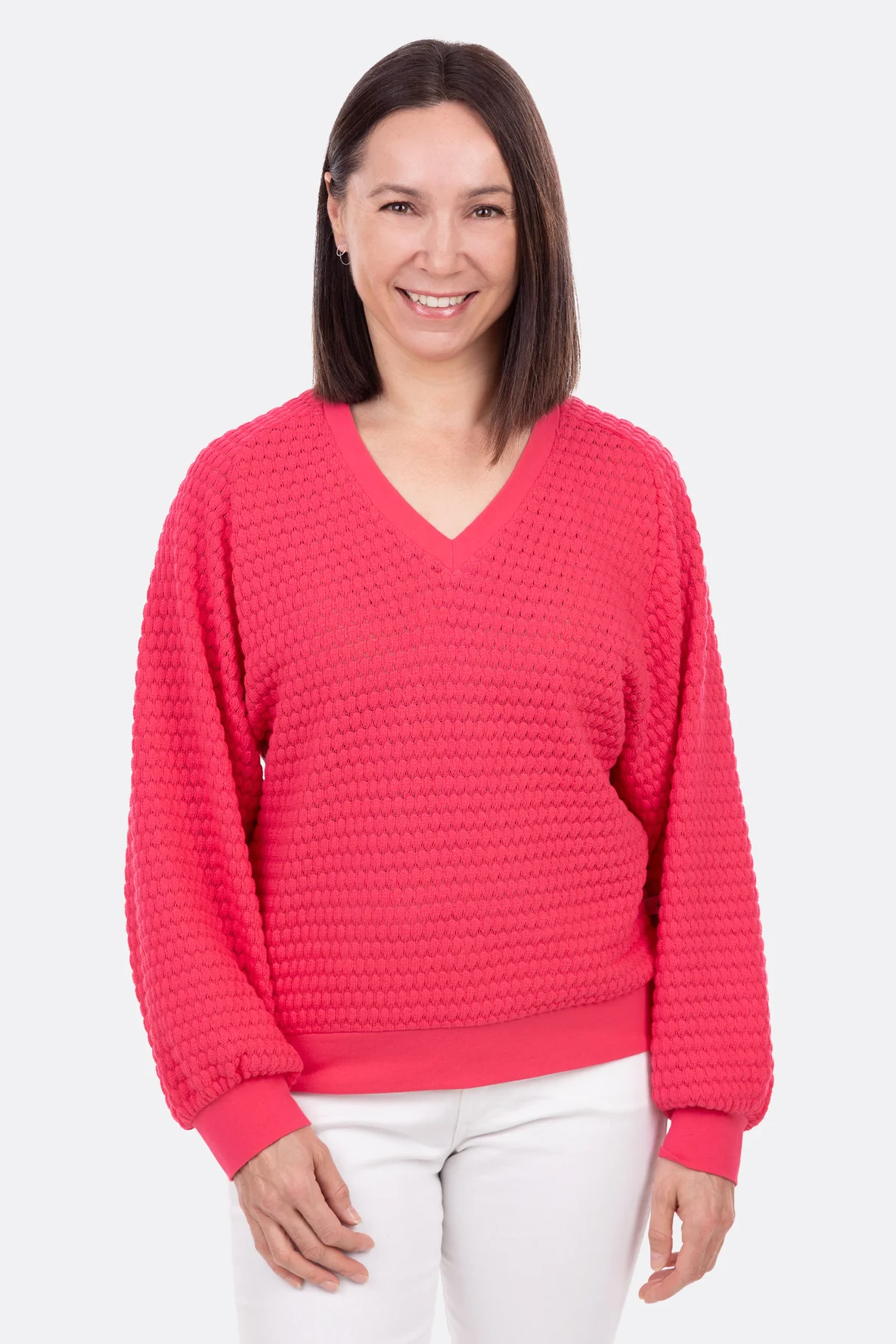 Schnittmuster Strickpullover nähen Raglanärmel V-Ausschnitt