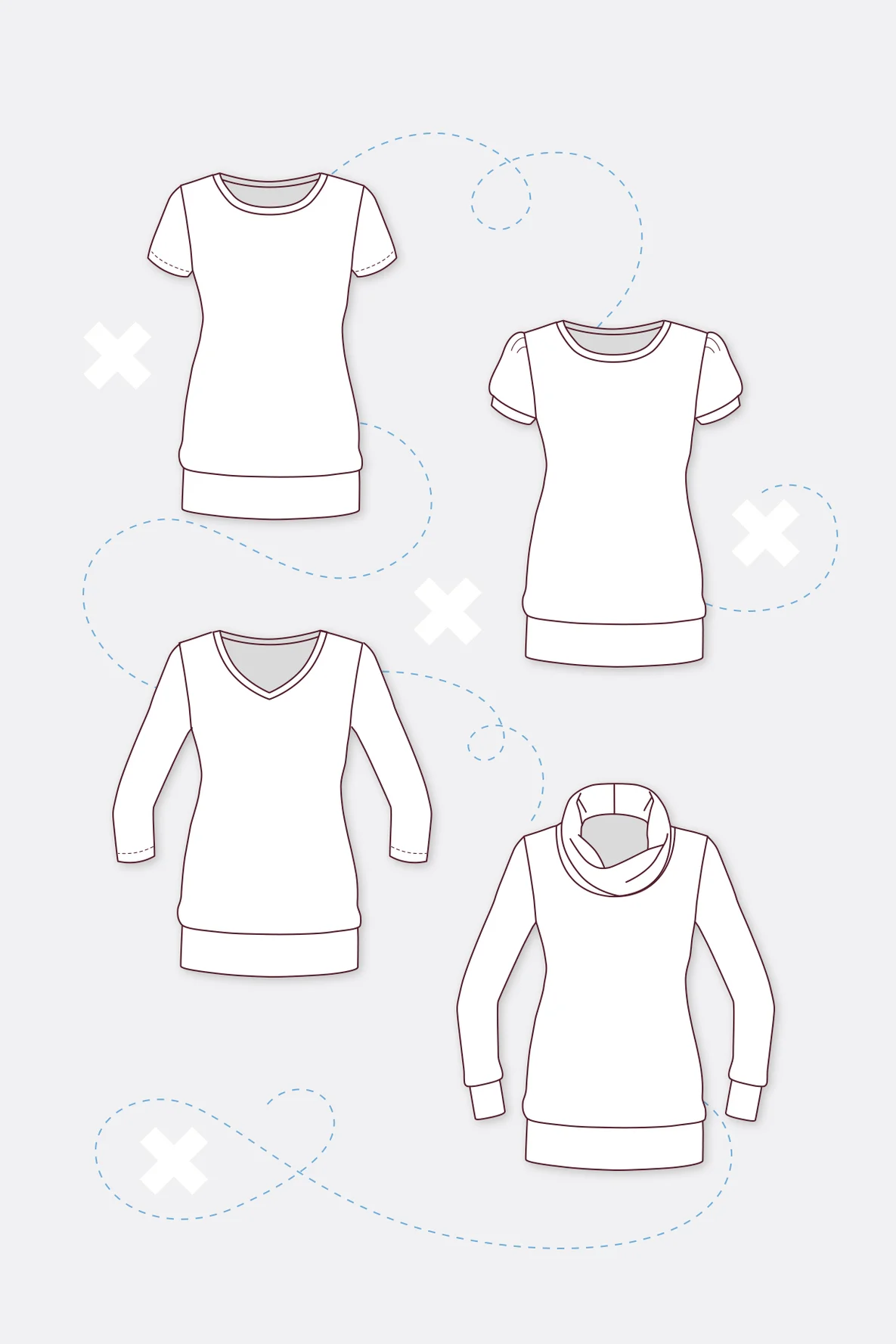 Schnittmuster Damenshirt Liv Casual technische Zeichnung