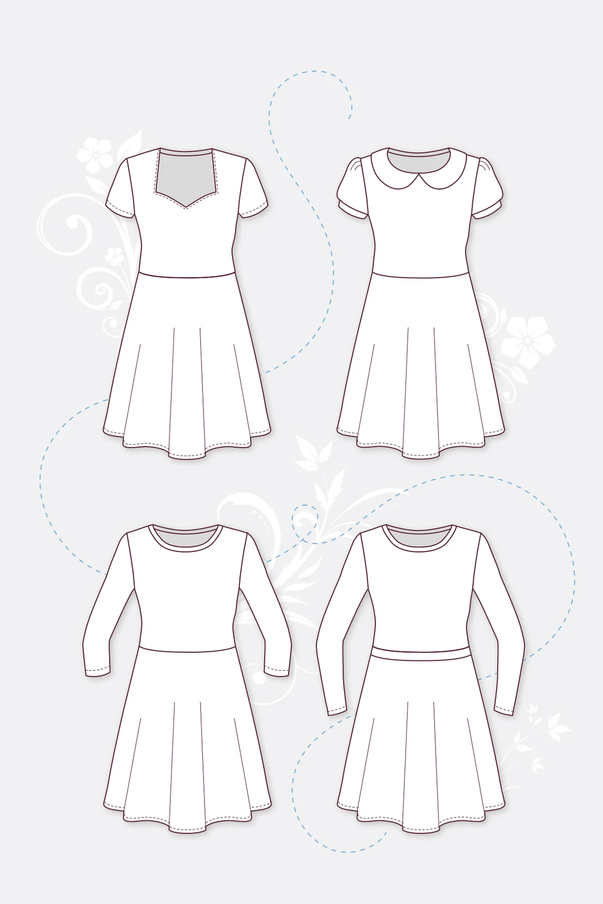 Damenkleid Schnittmuster Technische Zeichnung