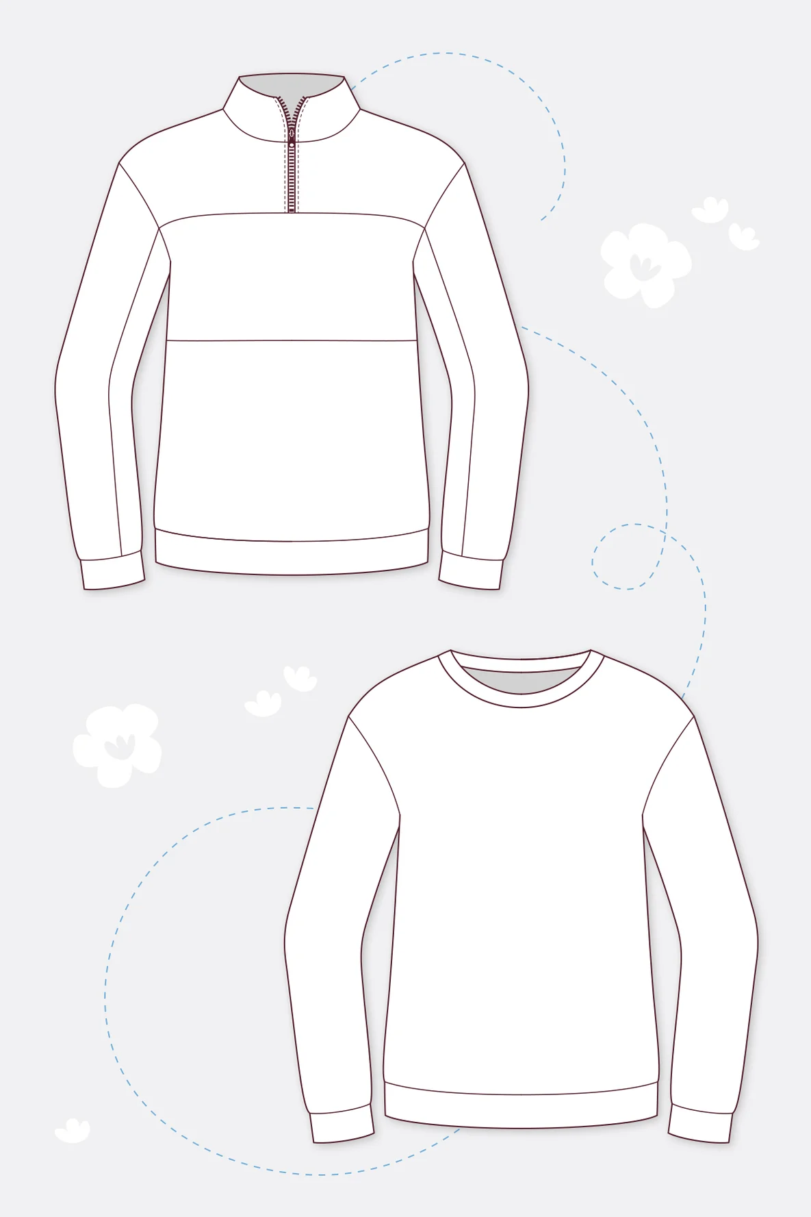 Sweatshirt mit Kragen und Reißverschluss nähen