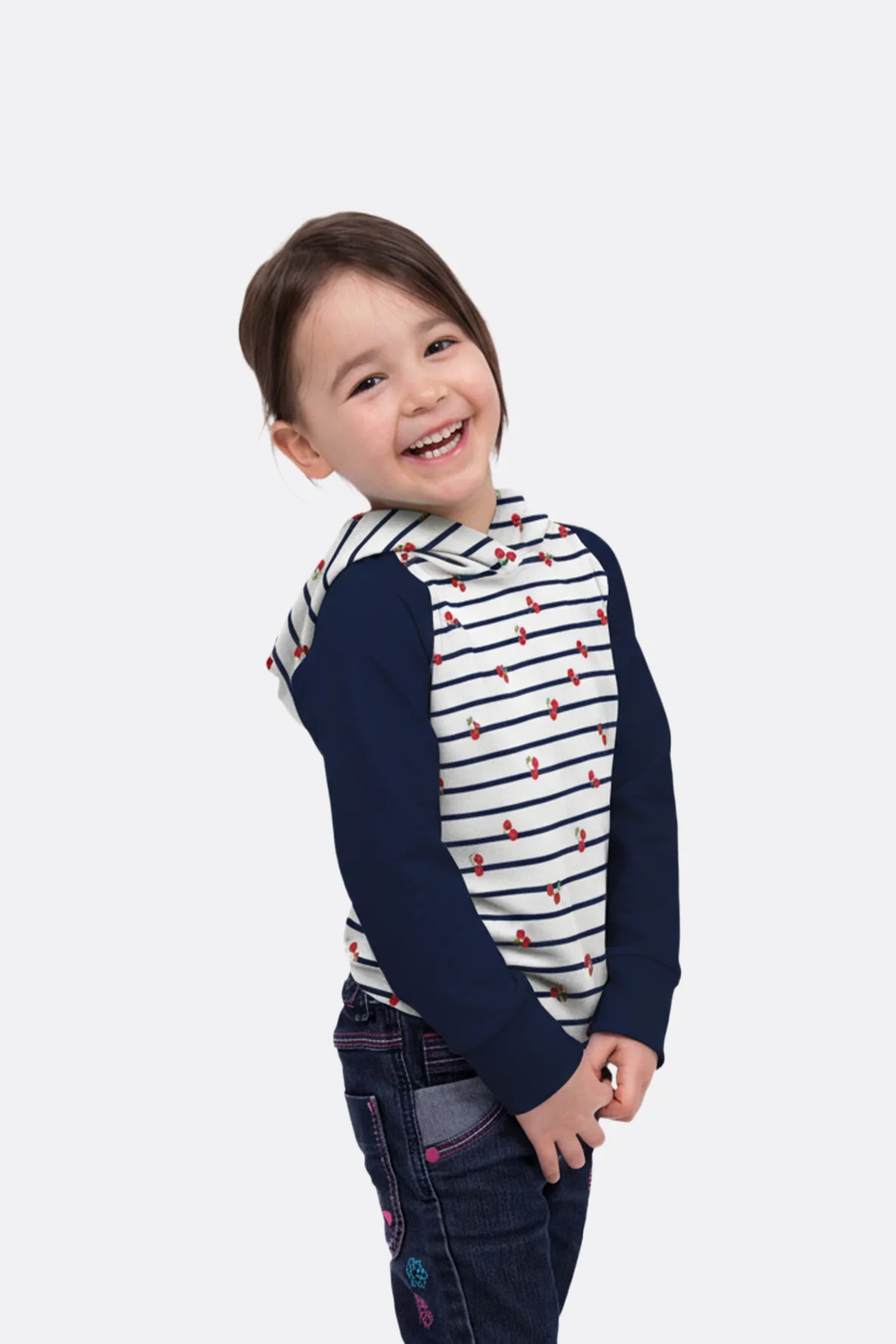 Raglanshirt für Kinder aus Jersey mit Kapuze