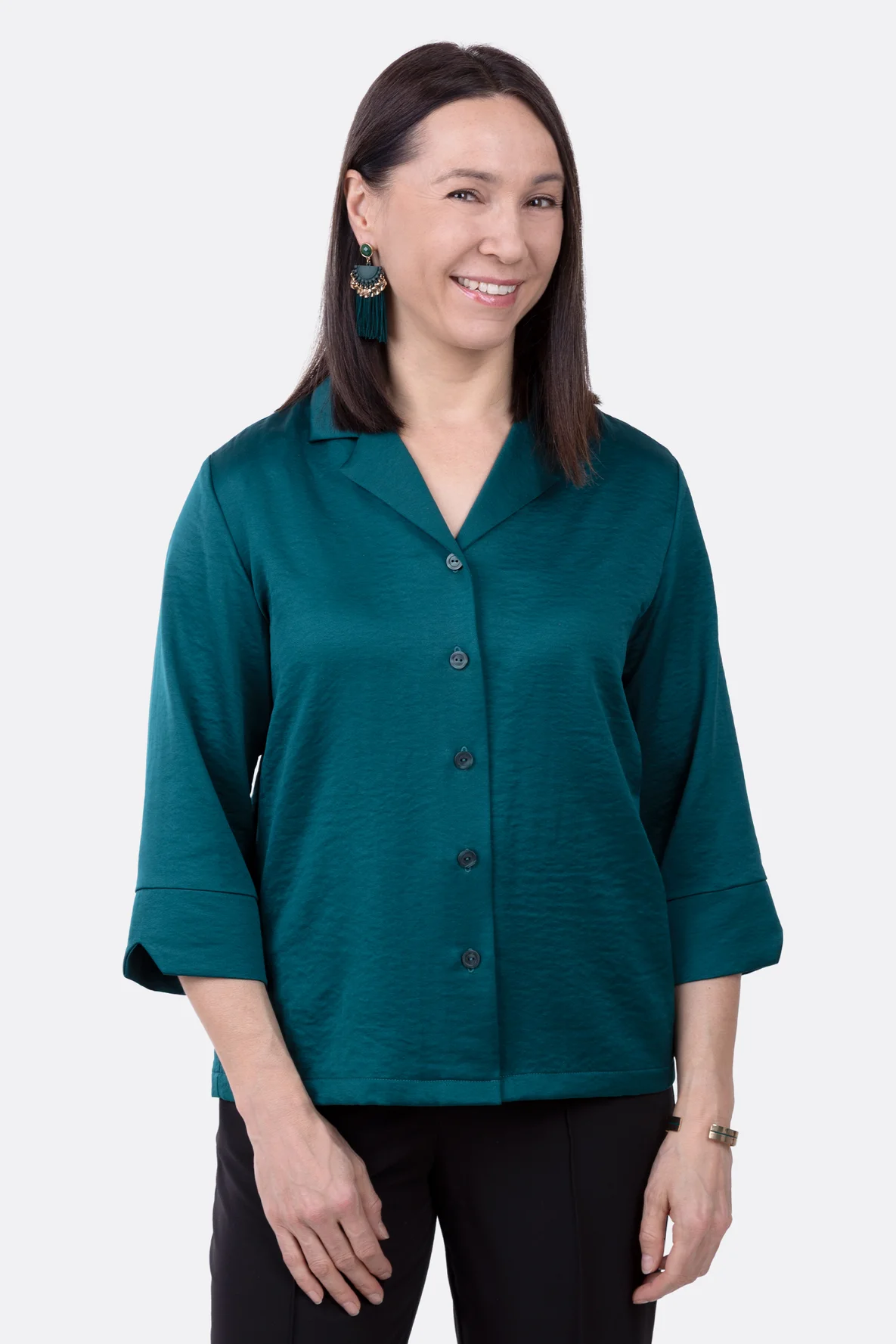 Schnittmuster Bluse Reverskragen Knopfleiste festlich nähen