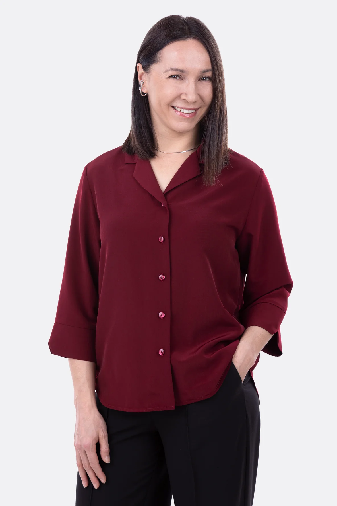 Schnittmuster Hemdbluse Damen Reverskragen elegant nähen