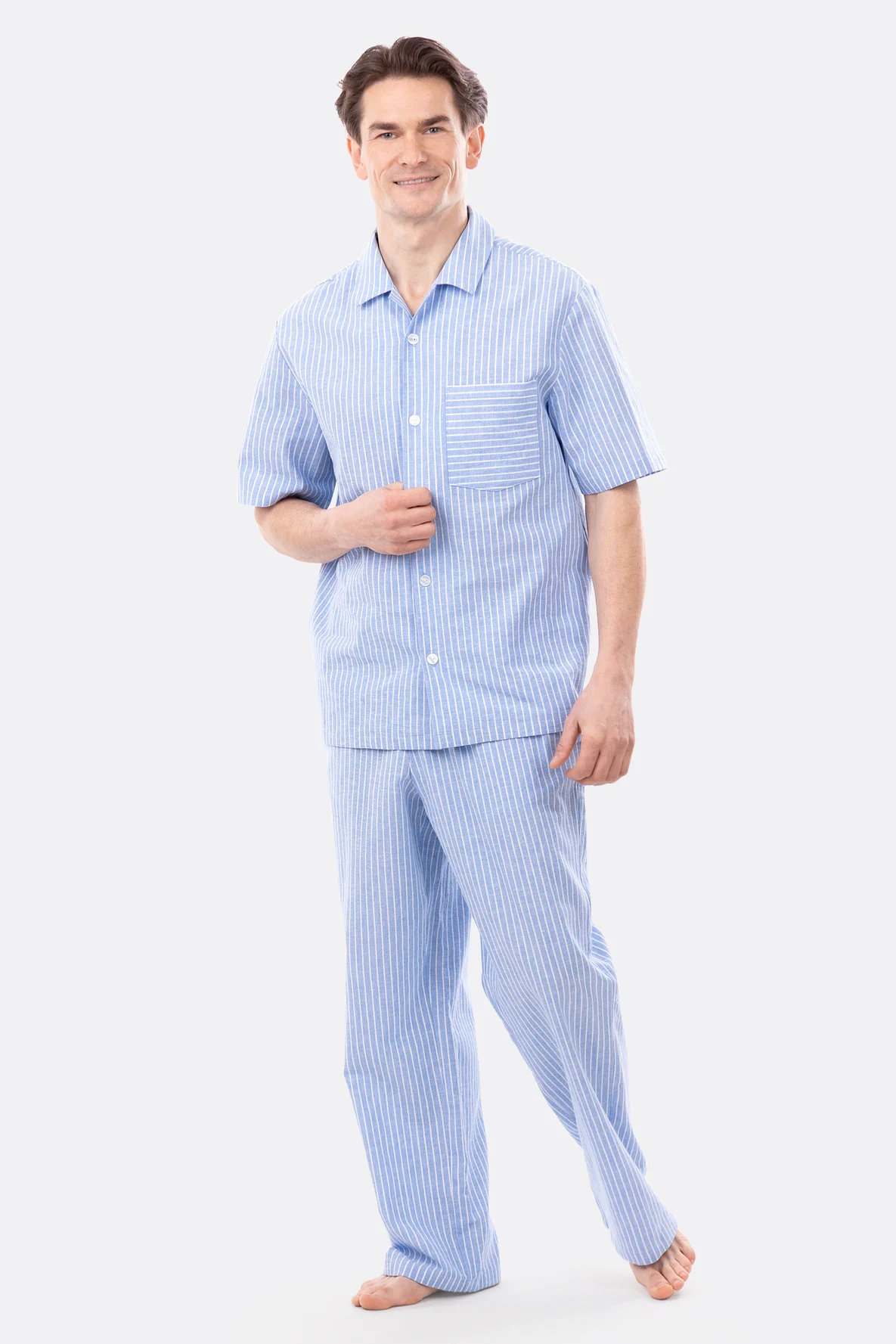 Schnittmuster für Herren Pyjama aus Leinenstoff sommerlich nähen