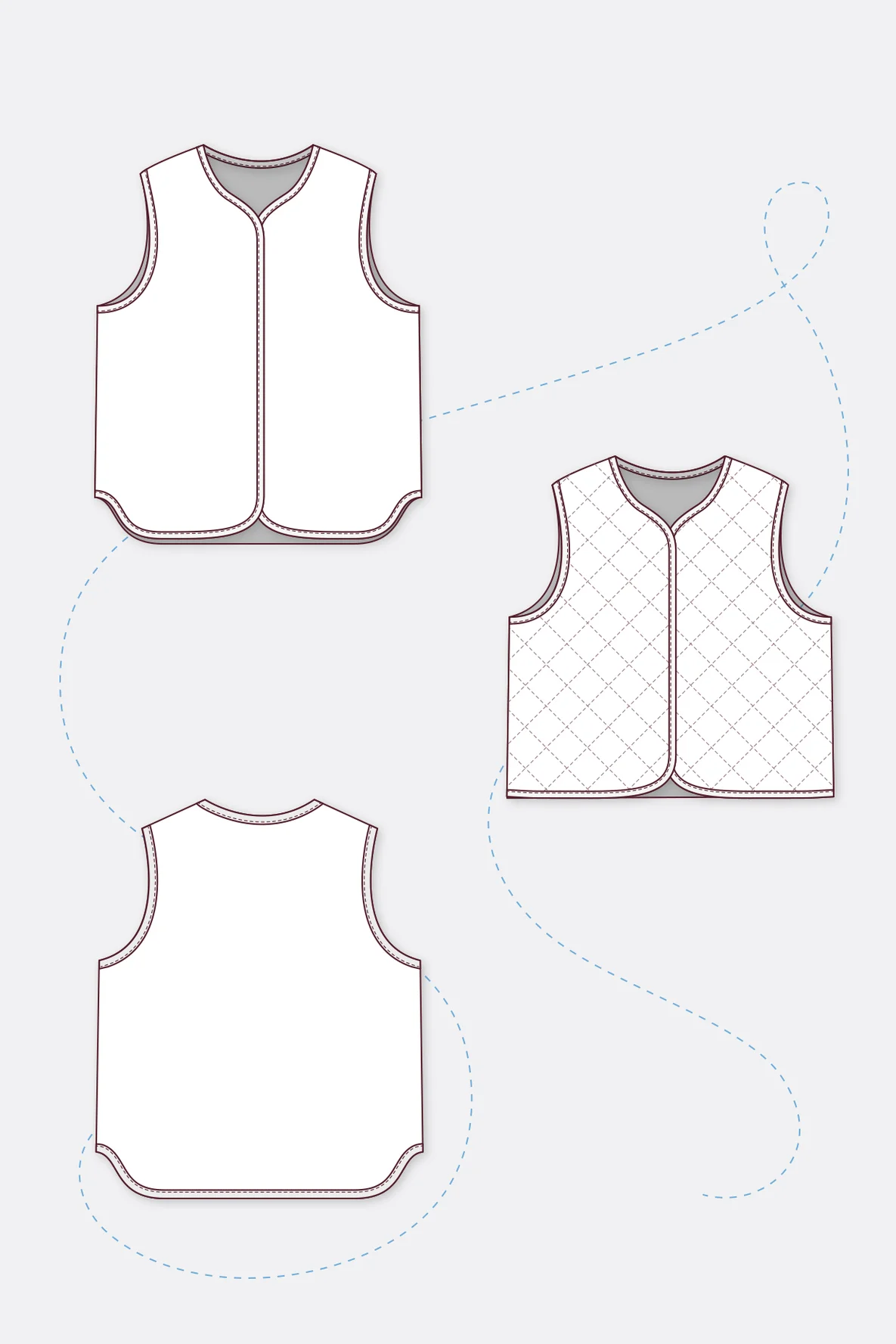 Schnittmuster Wendeweste Una Varianten Technische Zeichnung