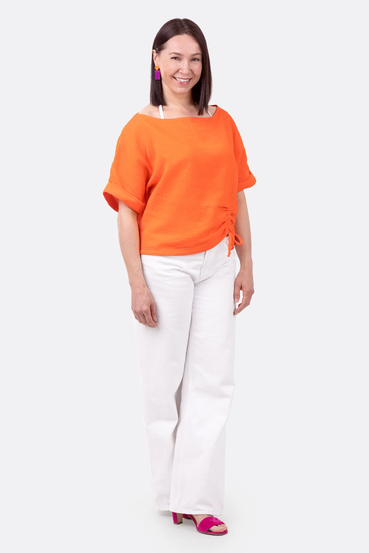 Schnittmuster Musselinbluse somemrlich mit Raffung nähen