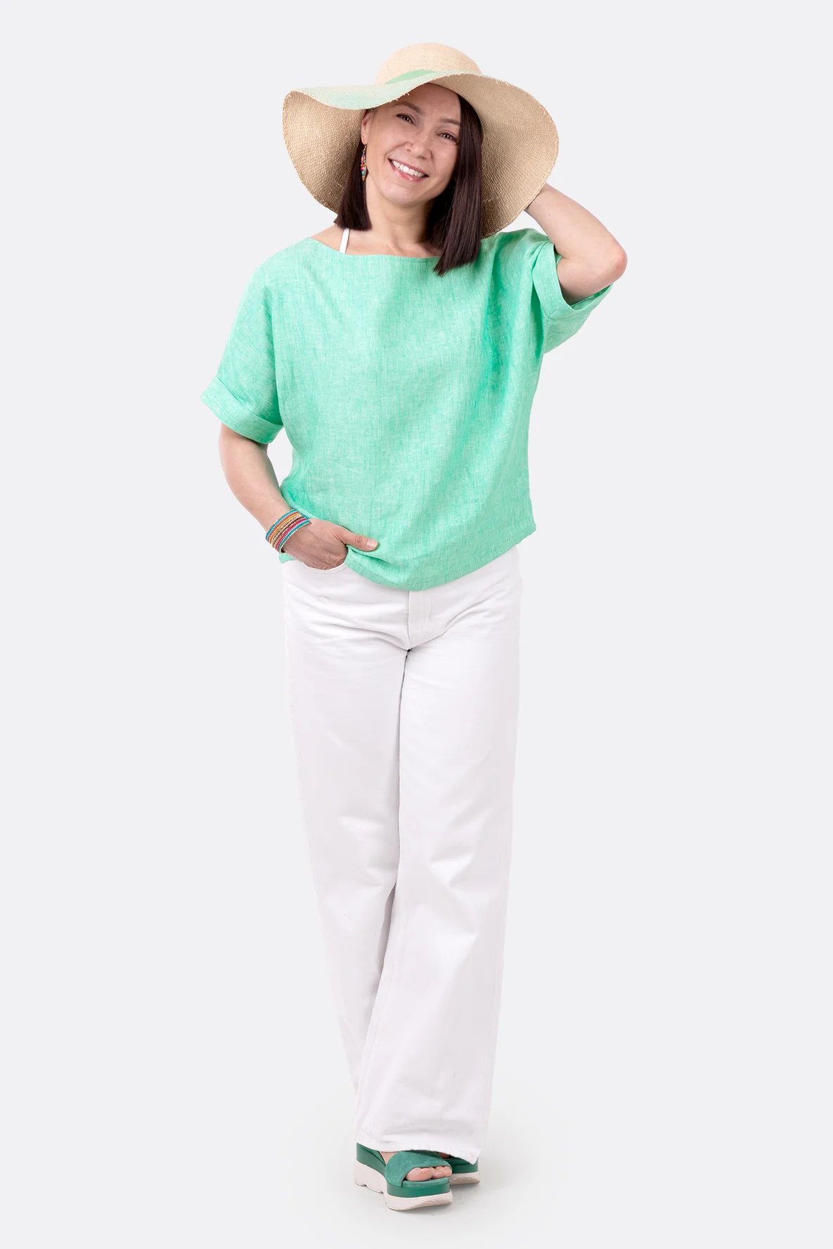 Schnittmuster Sommerbluse Leinenstoff schnell genäht