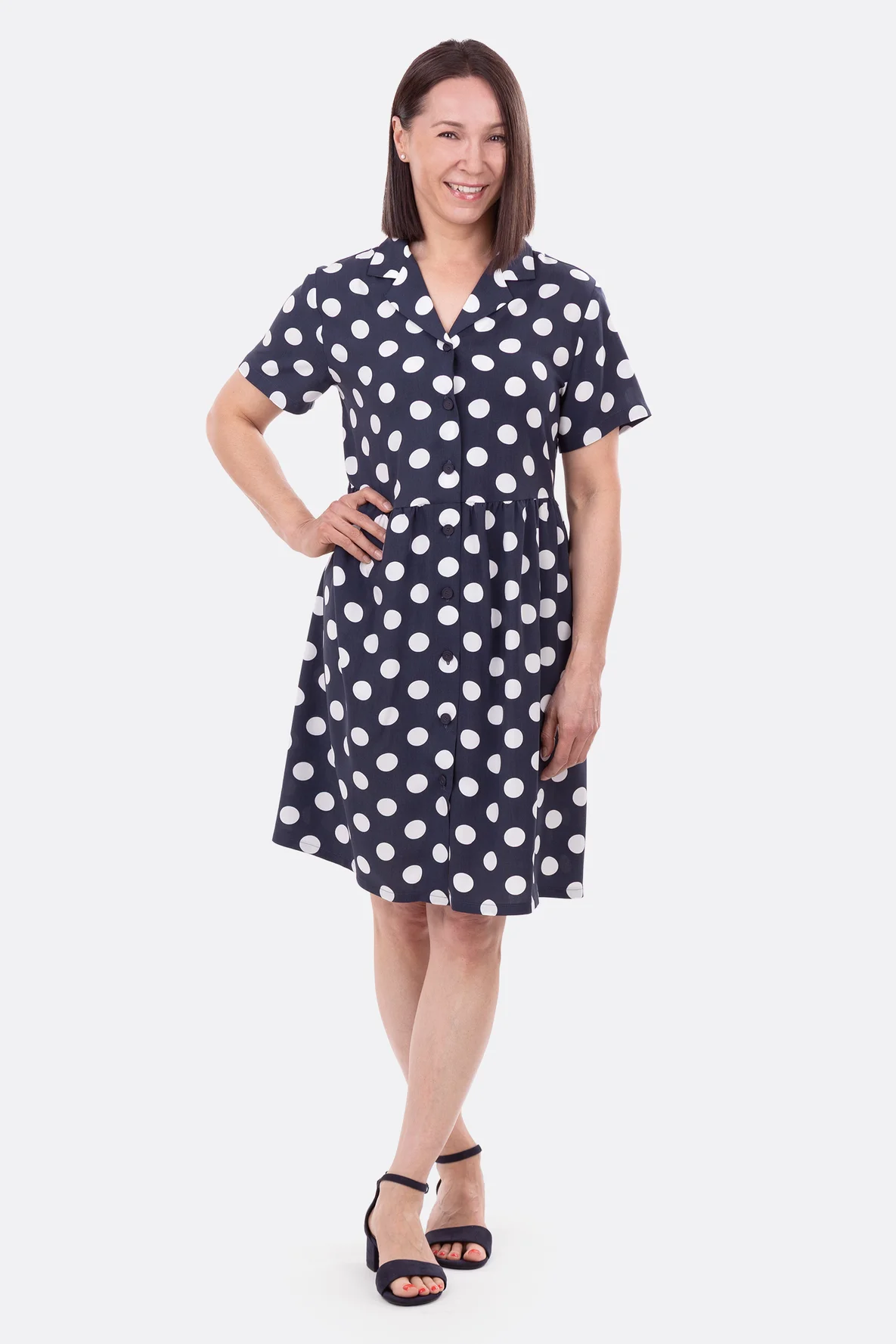 Schnittmuster Hemdblusenkleid Polka Dots sommerlich selber nähen
