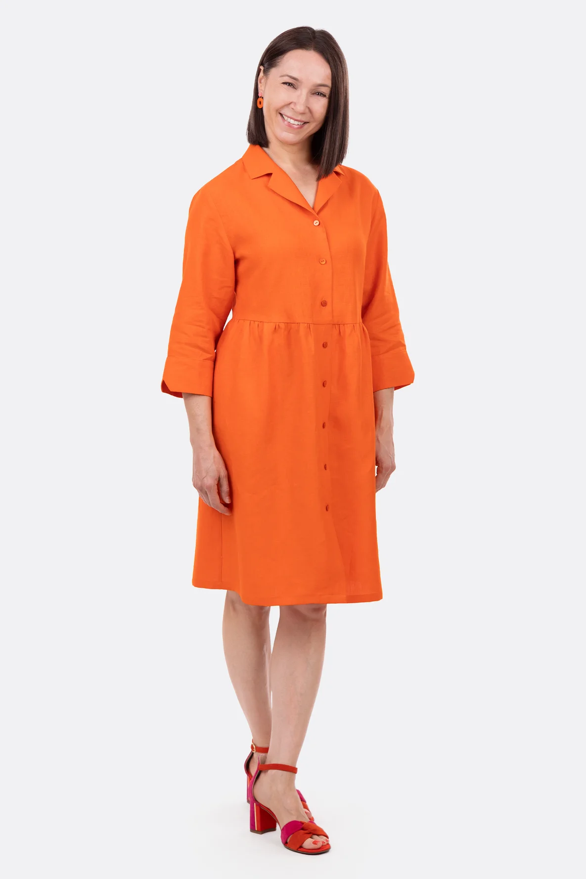 Schnittmuster Hemdblusenkleid sommerlich Leinenstoff selber nähen