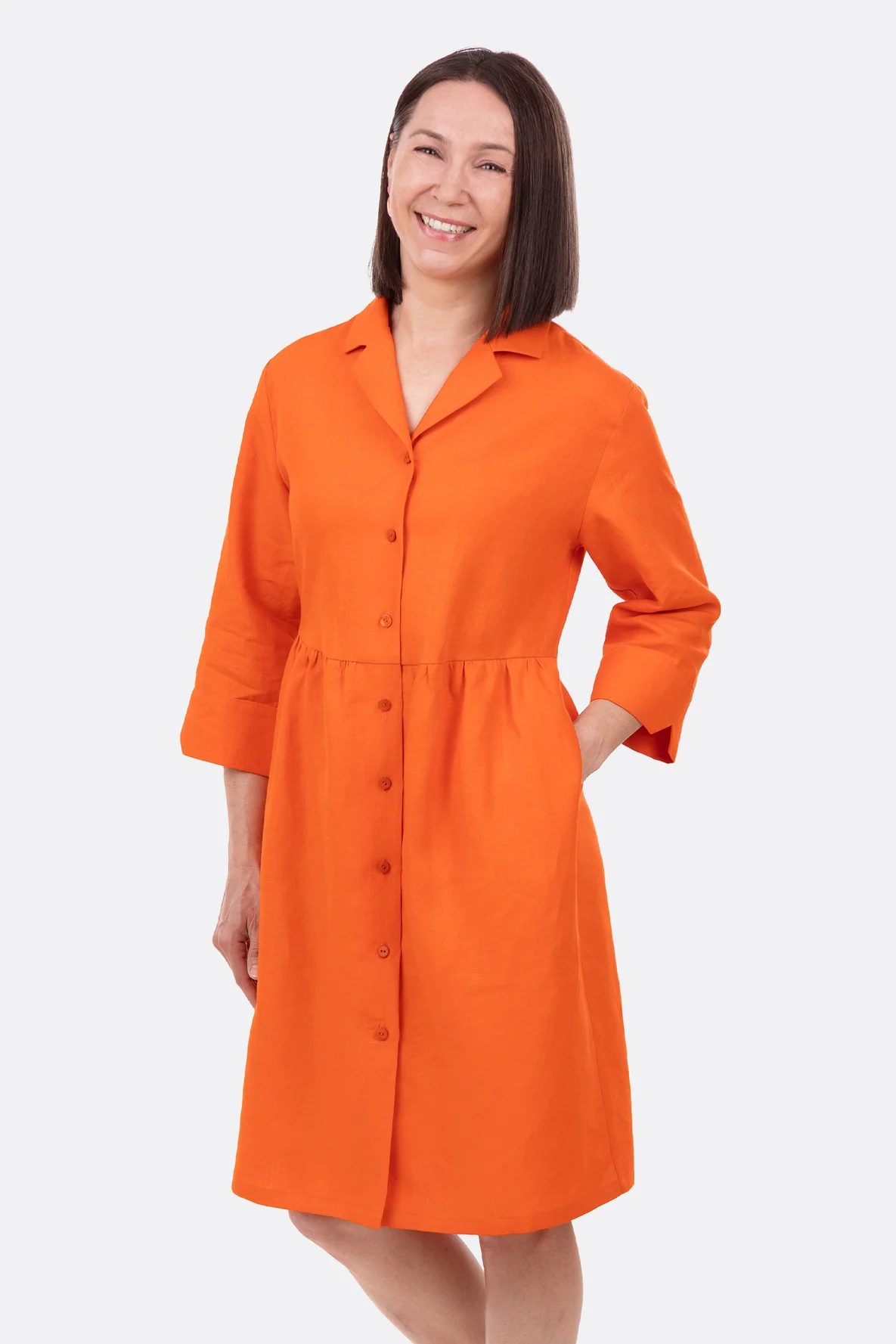 Schnittmuster Leinenkleid Reverskragen Videoanleitung zum Nähen