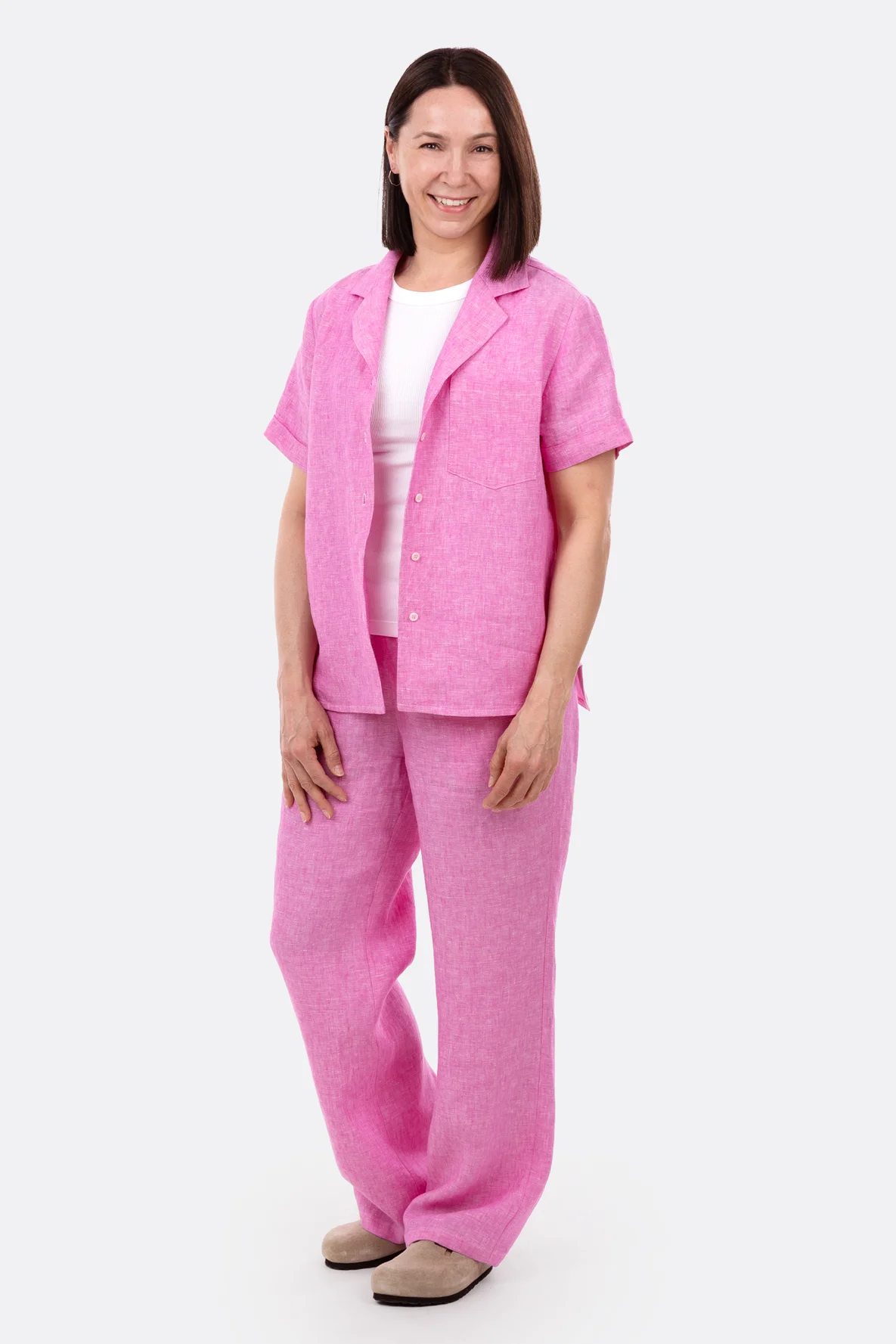 Schnittmuster Pyjama Sommer-Kombi Leinenstoff selber nähen