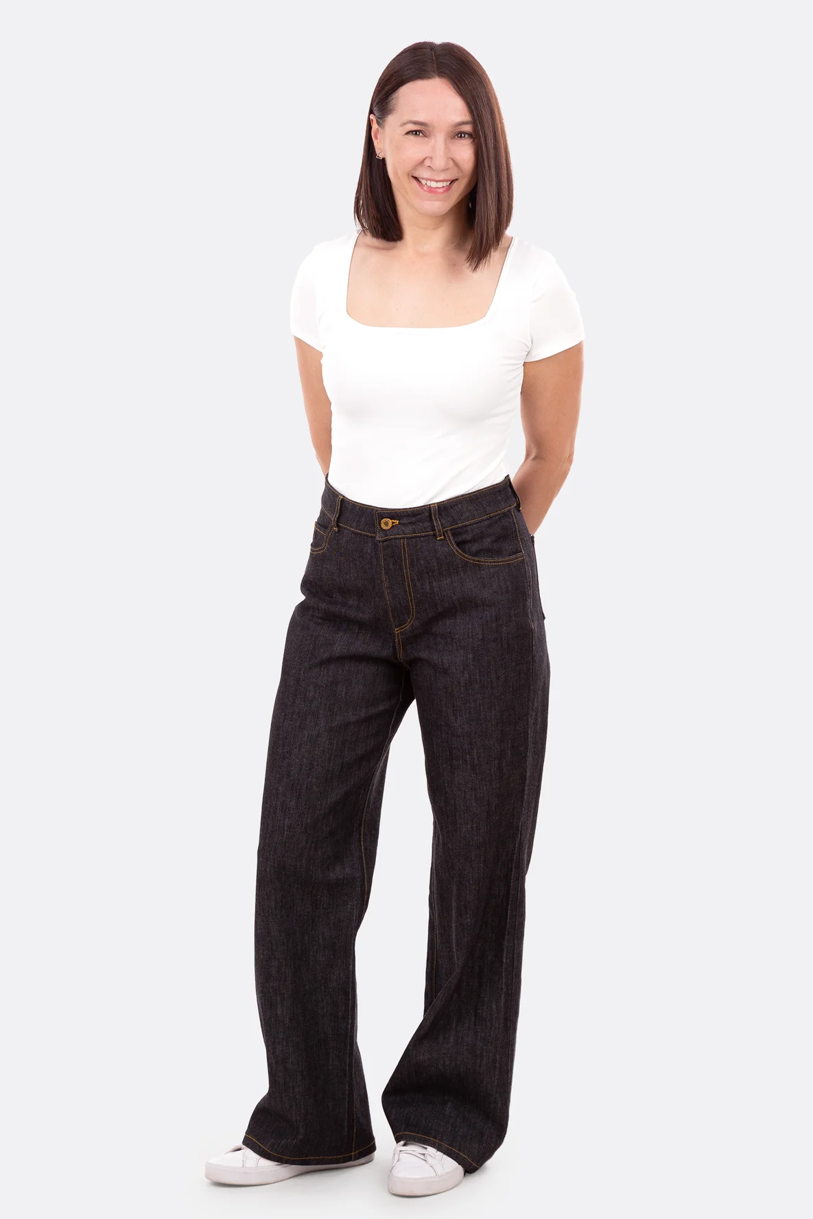 Schnittmuster Damenjeans High Waist weite Form nähen