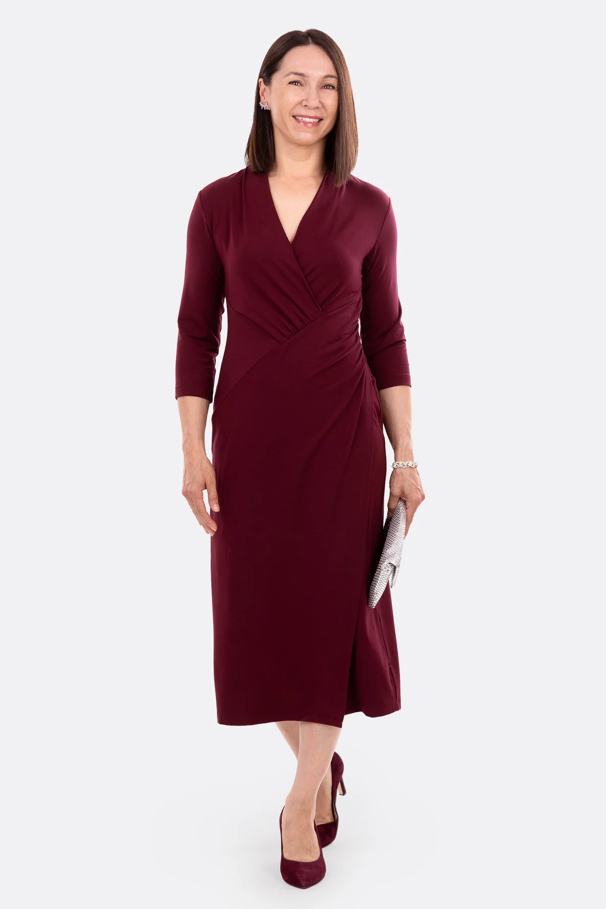 Schnittmuster Damenkleid Midilänge mit Raffung nähen