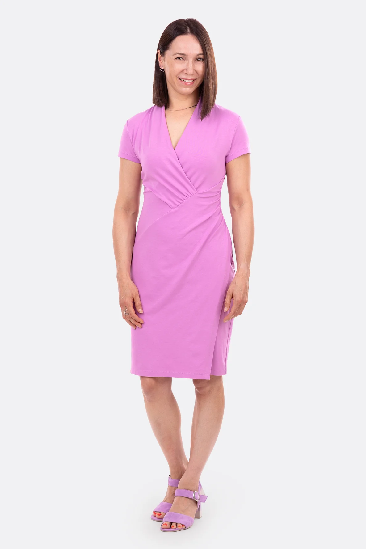 Schnittmuster drapiertes Jerseykleid V-Ausschnitt selber nähen