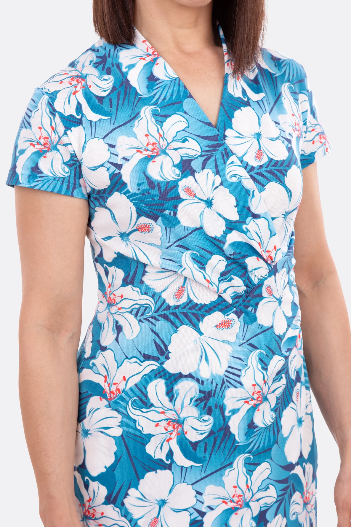 Schnittmuster drapiertes Sommerkleid mit Kelchkragen Nähanleitung