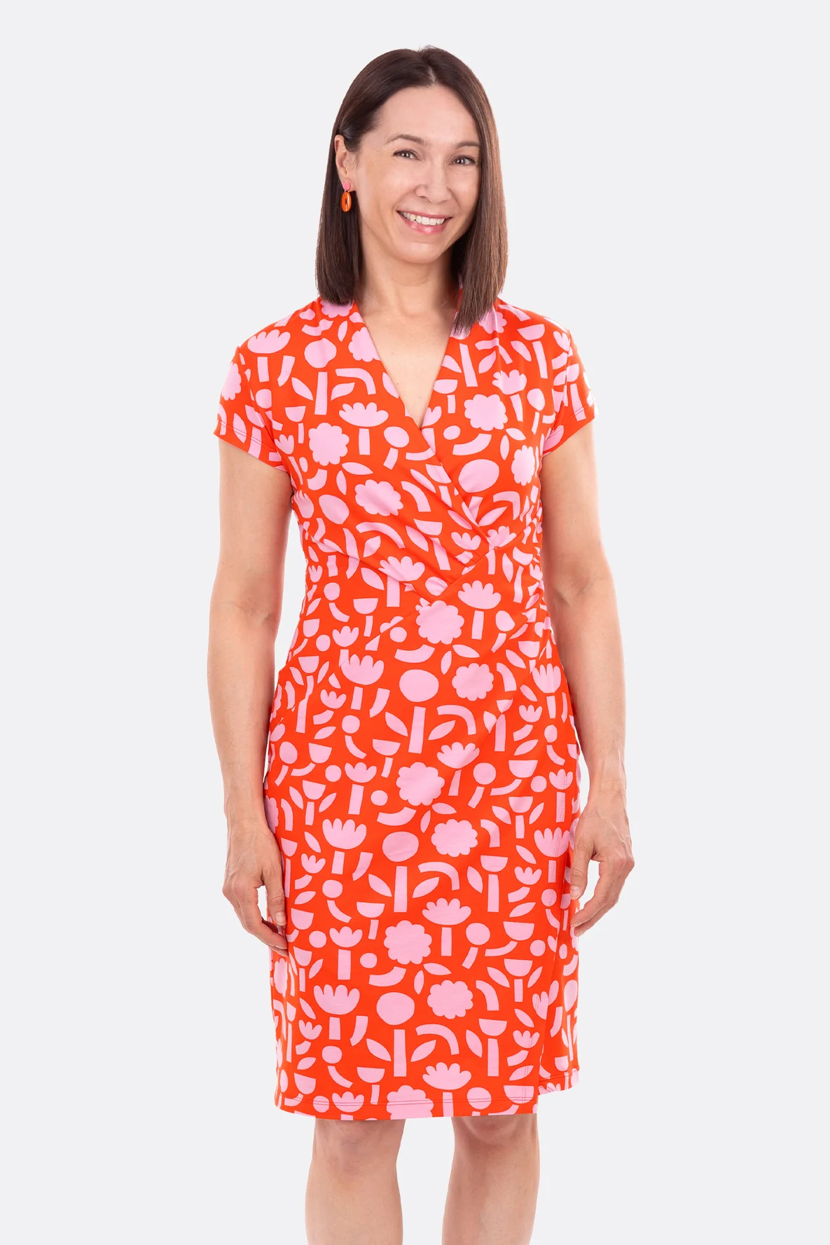 Schnittmuster Jerseykleid mit V-Ausschnitt und Wickelrock nähen