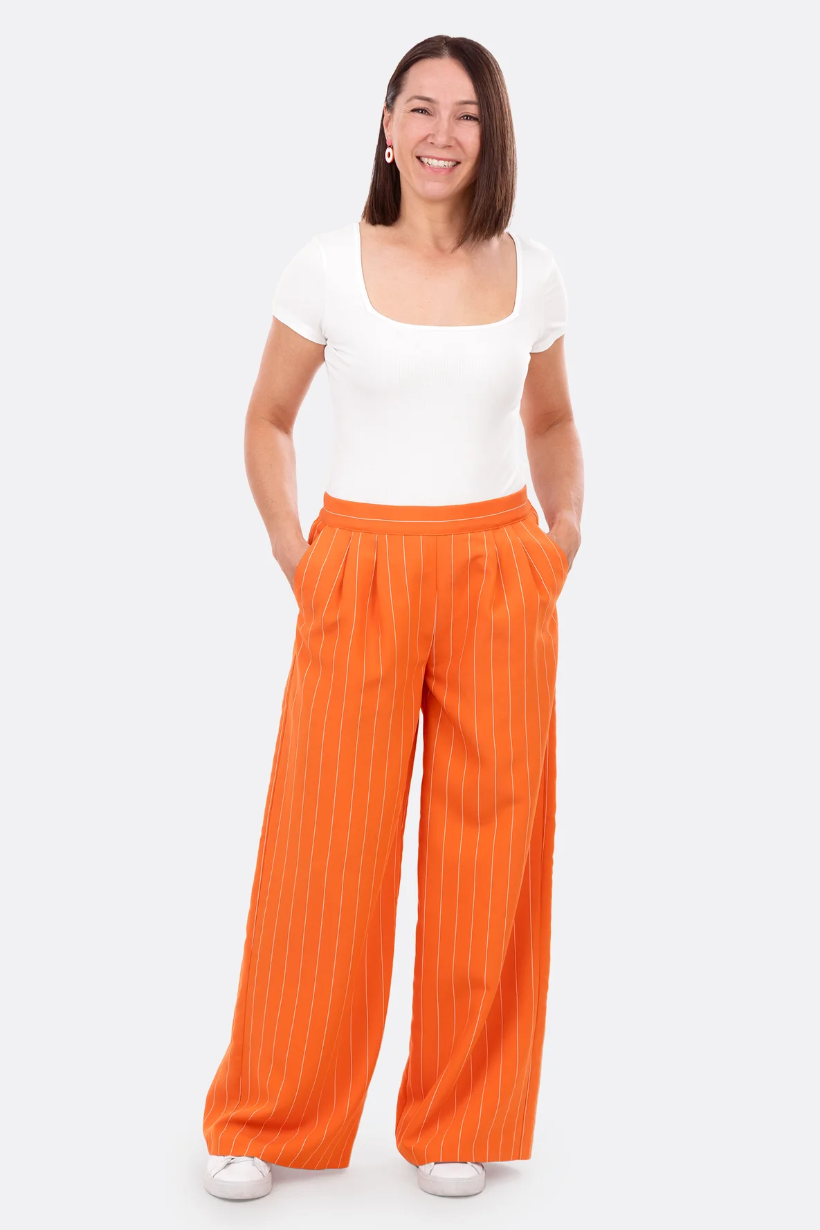 Schnittmuster Bundfaltenhose weit mit Taschen nähen
