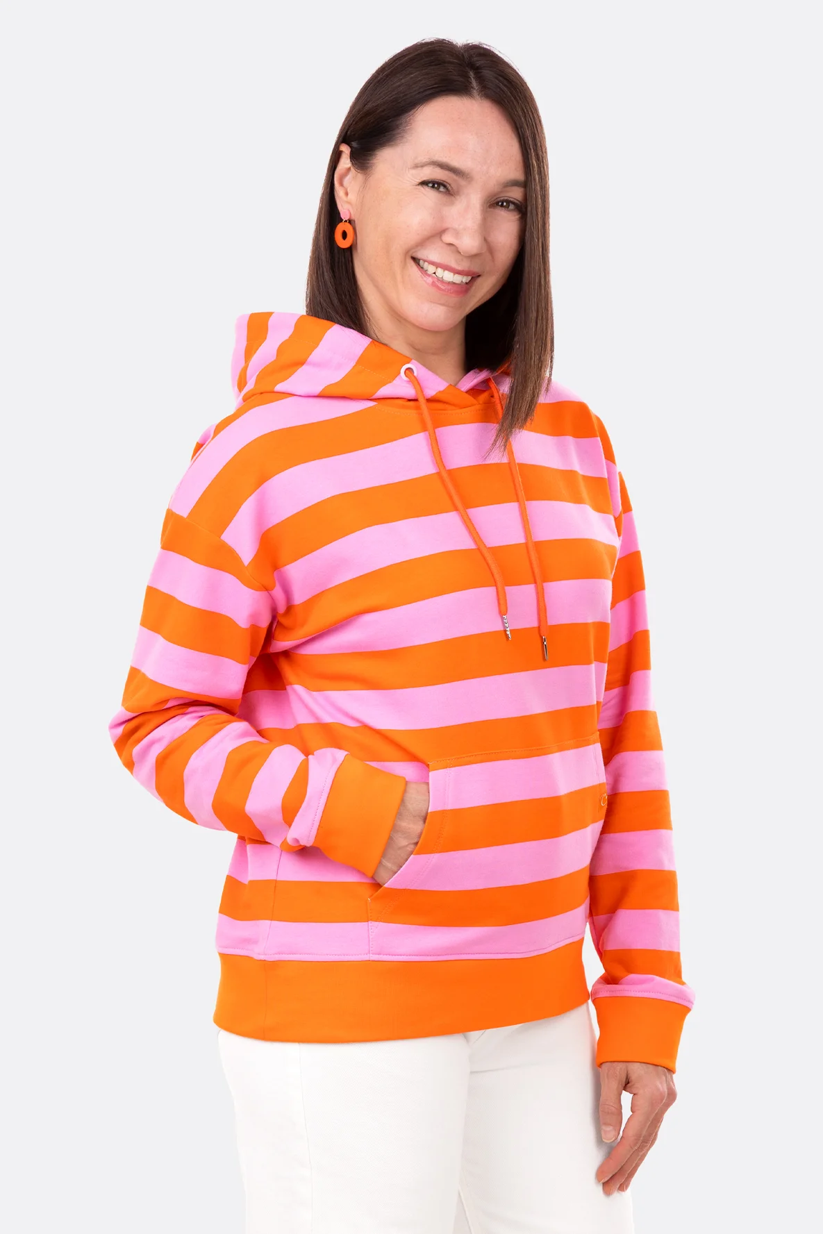 Schnittmuster Kapuzenpullover Sweatstoff Streifen nähen