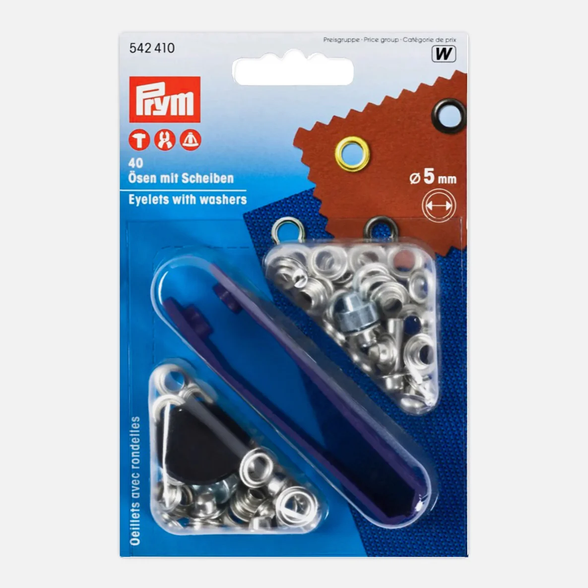 PRYM Oesen 5 mm Set Werkzeug silber