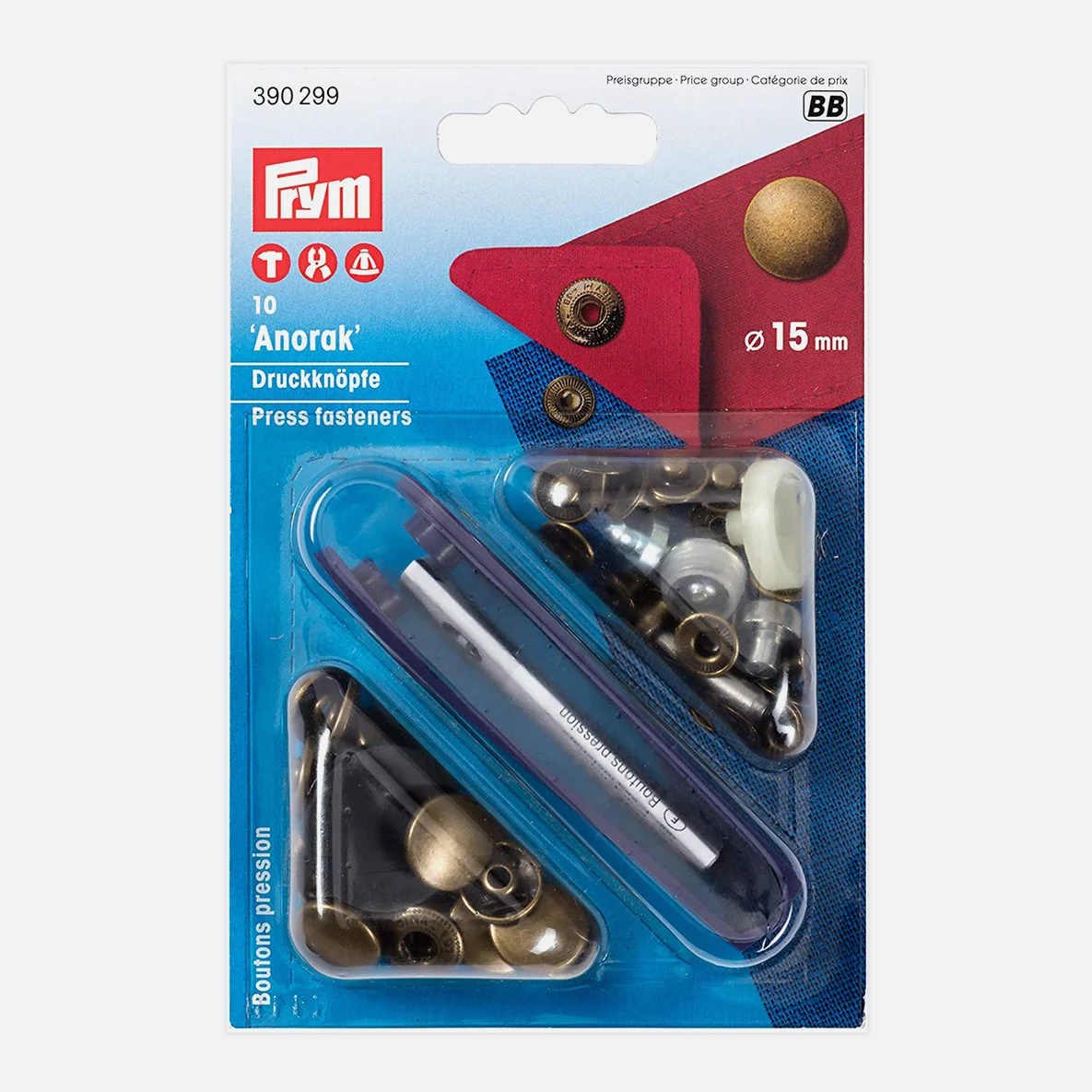 PRYM Anorak Druckknopf 15 mm messing