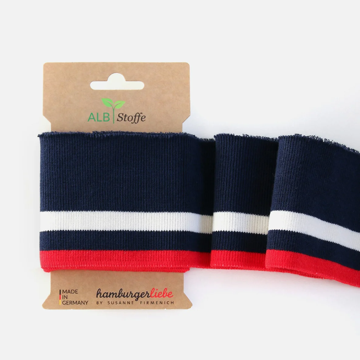 Cuff me College Strick navy weiß rot