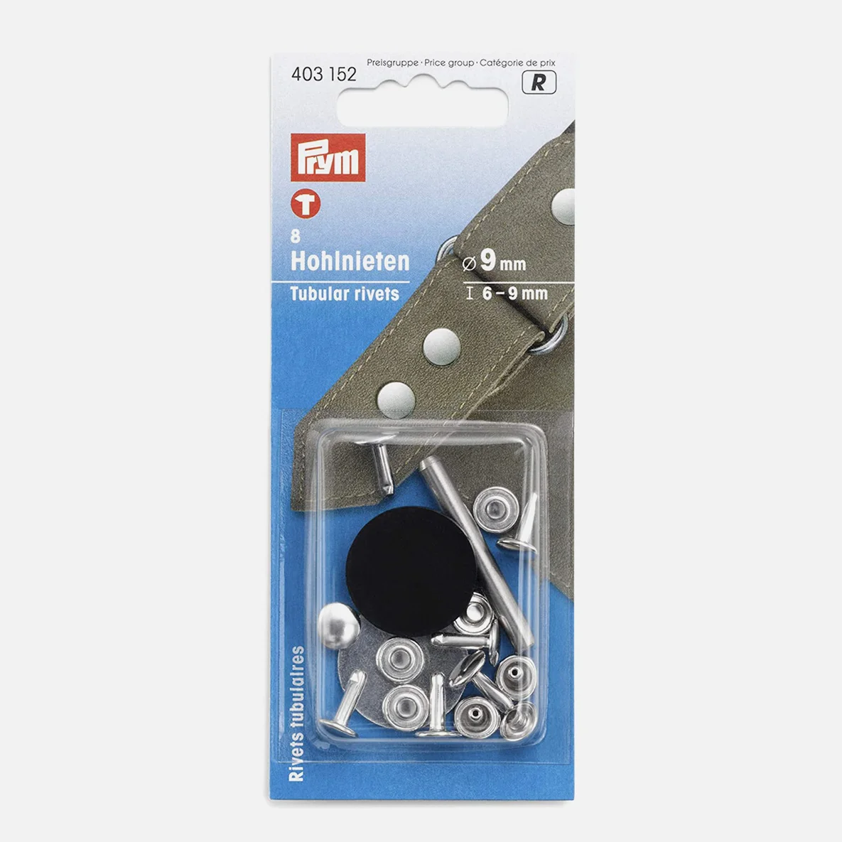 Prym Hohlnieten 6-9 mm 8 Stueck silber