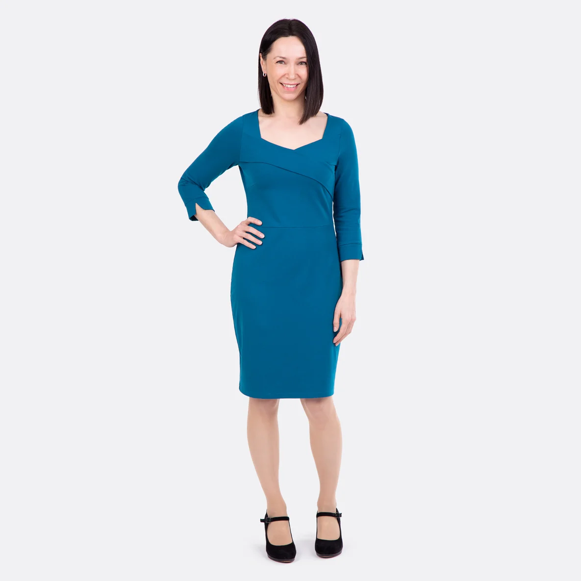 Romanitjersey Petrol Etuikleid Macy